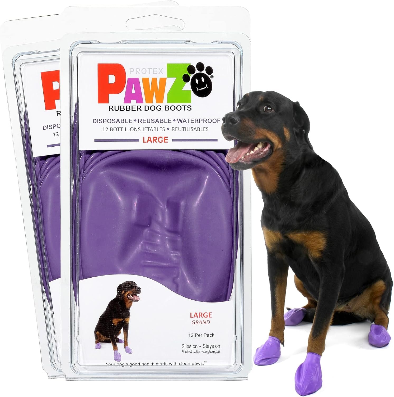 PawZ Rubber Dog Boots – Waterproof Non-Slip Dog Shoes for Hot Pavement, 24 Pack