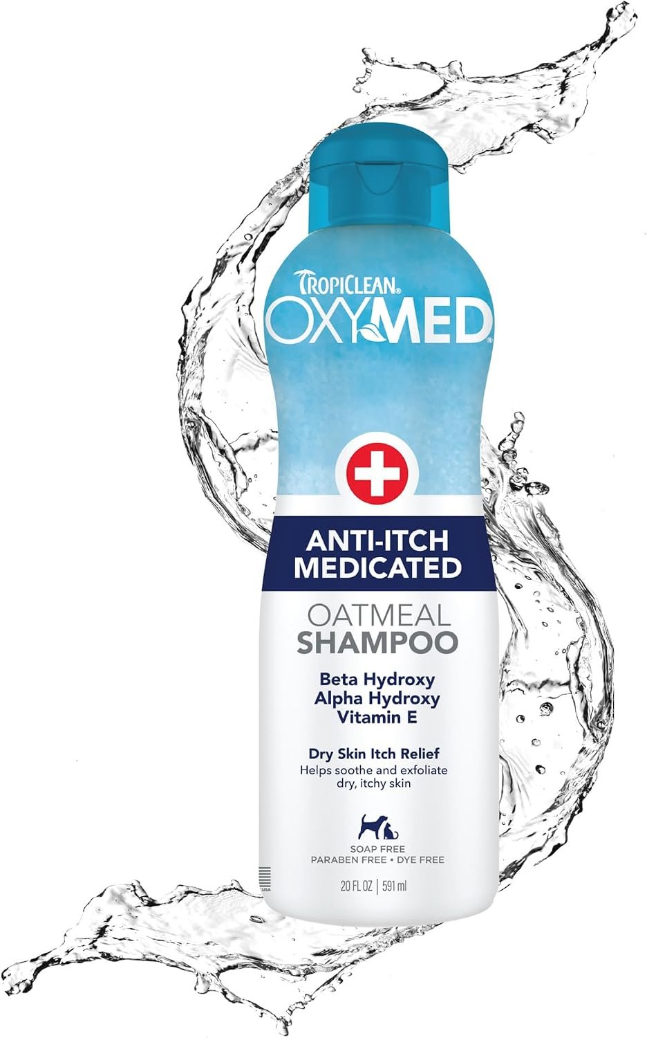 TropiClean OxyMed Medicated Dog Shampoo, Soothing Oatmeal Formula, 20oz