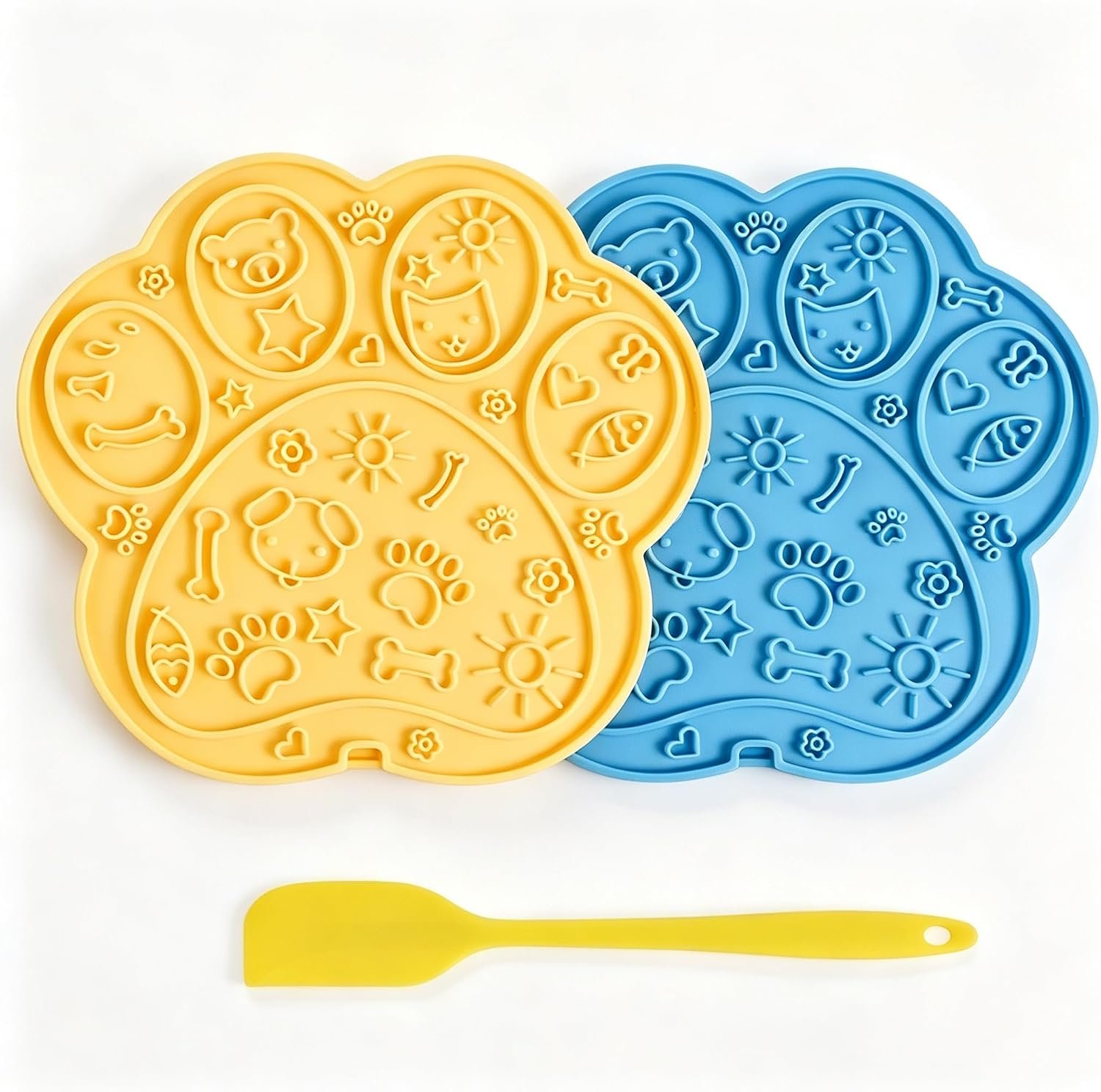 2 Pack Paw-Shaped Dog Cat Lick Mat, BPA-Free Silicone Suction Cups