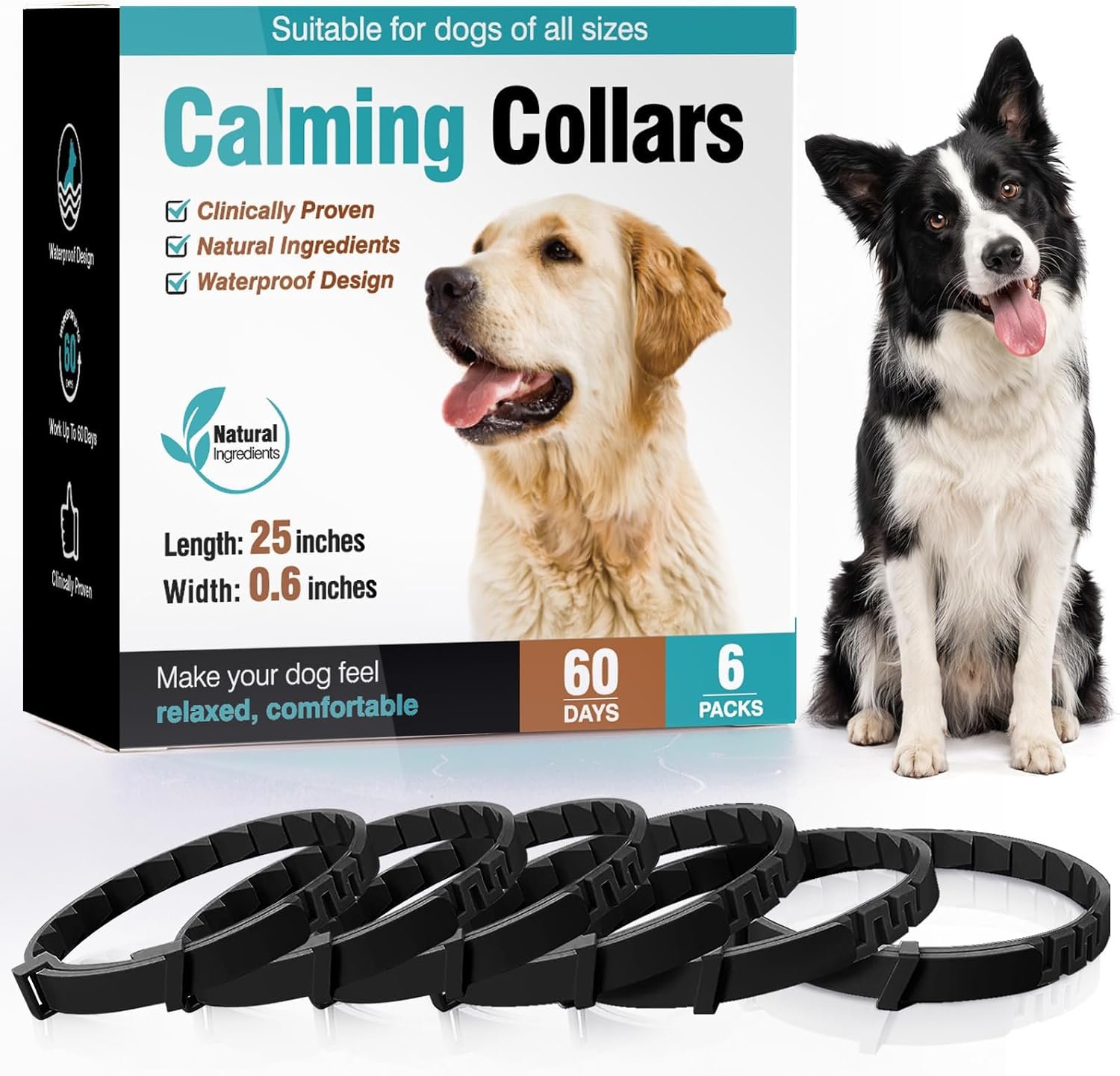 Calming Collar for Dogs 4 Pack Waterproof Adjustable 60D for All Dog Breeds