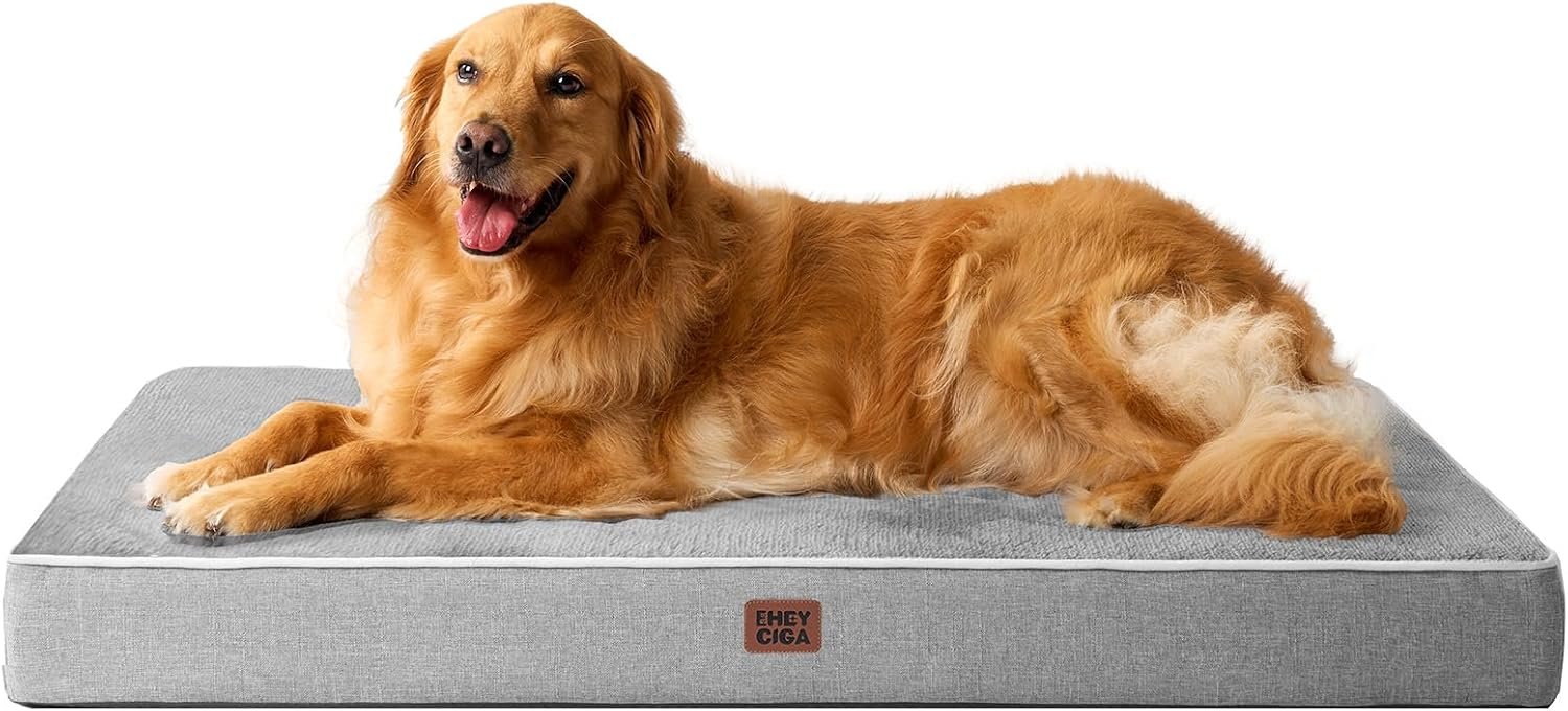 EHEYCIGA XL Memory Foam Dog Crate Bed with Washable Cover, 41x27Inch, Grey