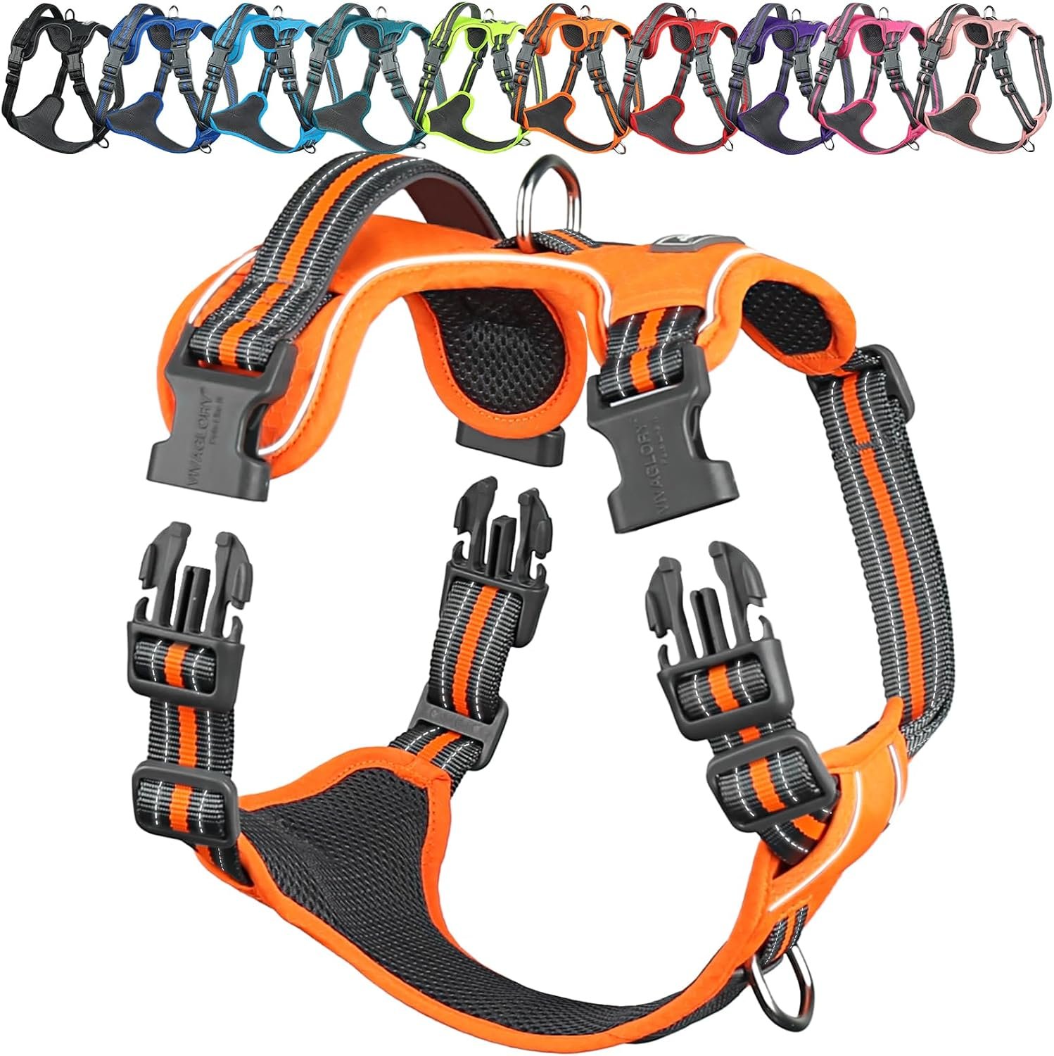 VIVAGLORY No Pull Dog Harness Vest Harness, XS, Orange – Patterned