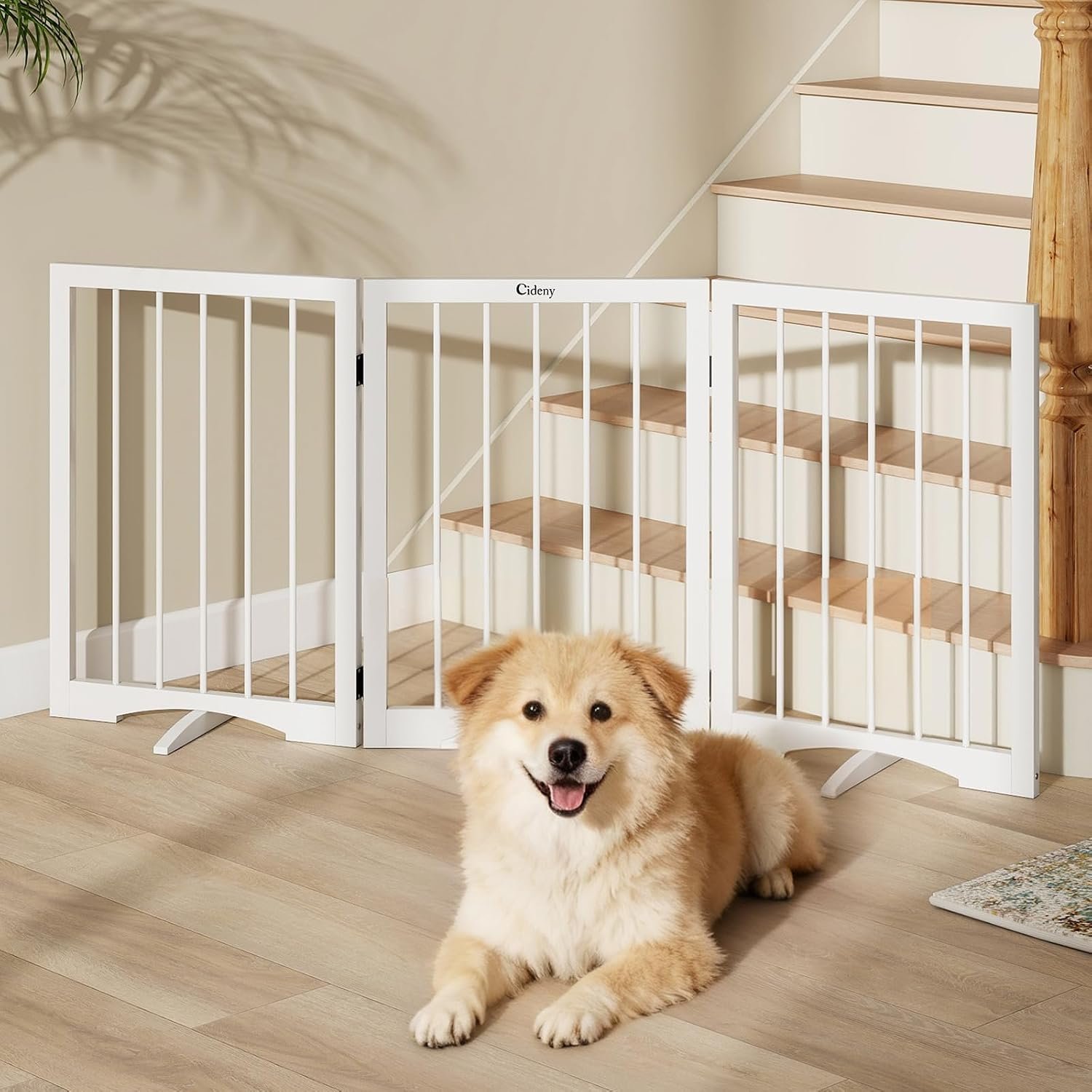 Free Standing Dog Gate Indoor, Foldable Dog Gate for Stairs Doorways