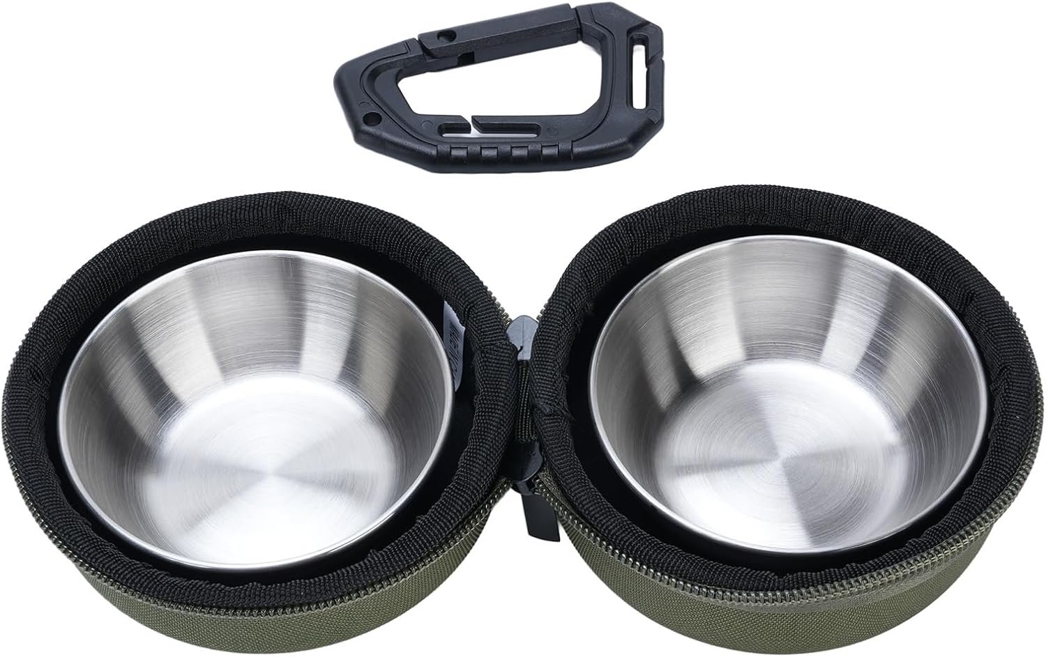Stainless Steel Dog Bowls, Portable Pet Food Water Bowl with EVA Bag, Clip, Pet Travel Feeder, for Outdoor Camping (Green)