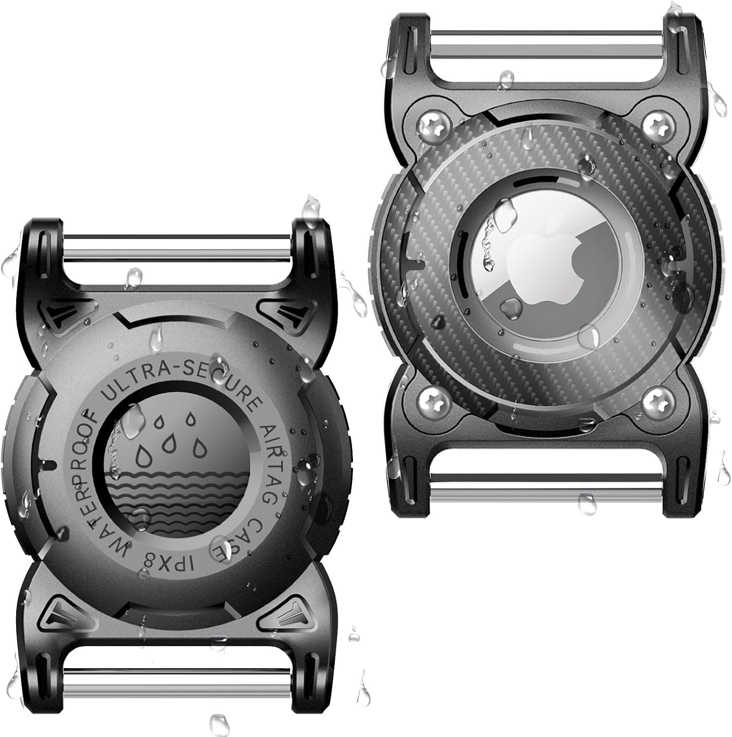 ONEONTA for Airtag Dog Collar Holder 2 Pack | Airtag Dog Waterproof – Airtag Holder for Dog Collar with Removable Metal Loop, Sturdy TPU,Lightweight,Compact Size,Fit 1″ Width Collar,Airtag 1st,2nd Gen