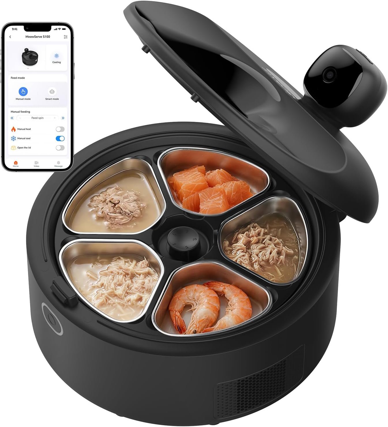 Automatic Wet Food Cat Feeder with Cooling, Camera & App Control