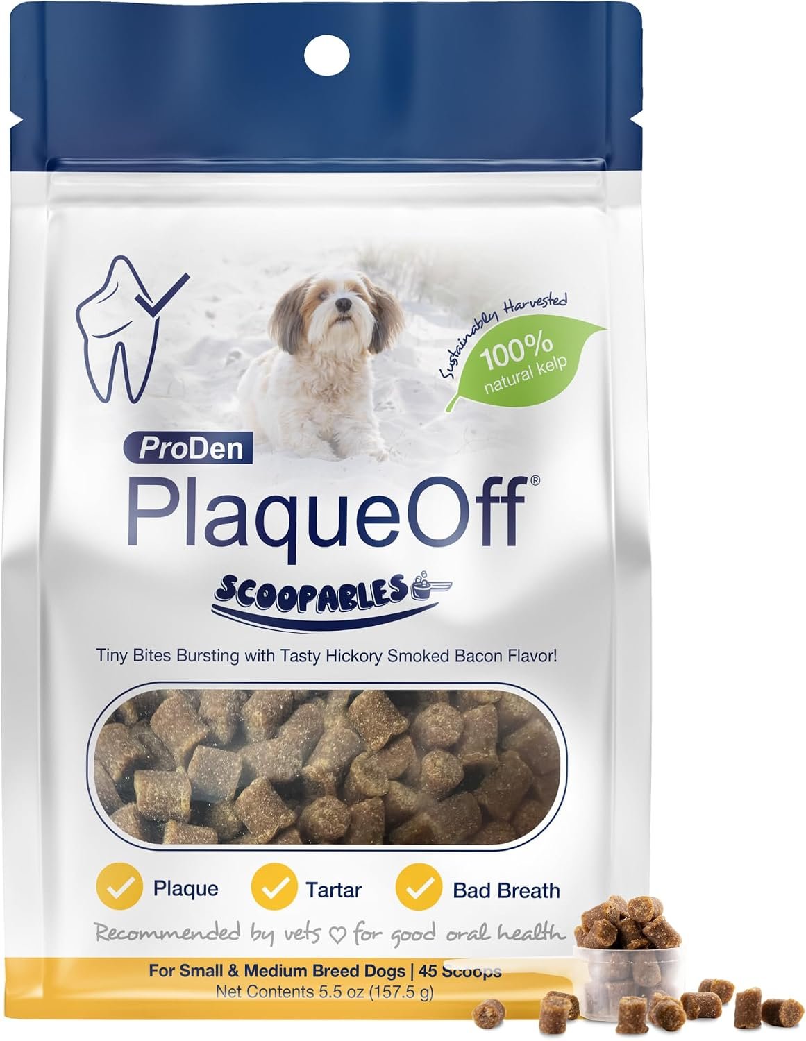 ProDen PlaqueOff Dental Scoopables Hickory Smoked Bacon Flavor – 45 Scoops
