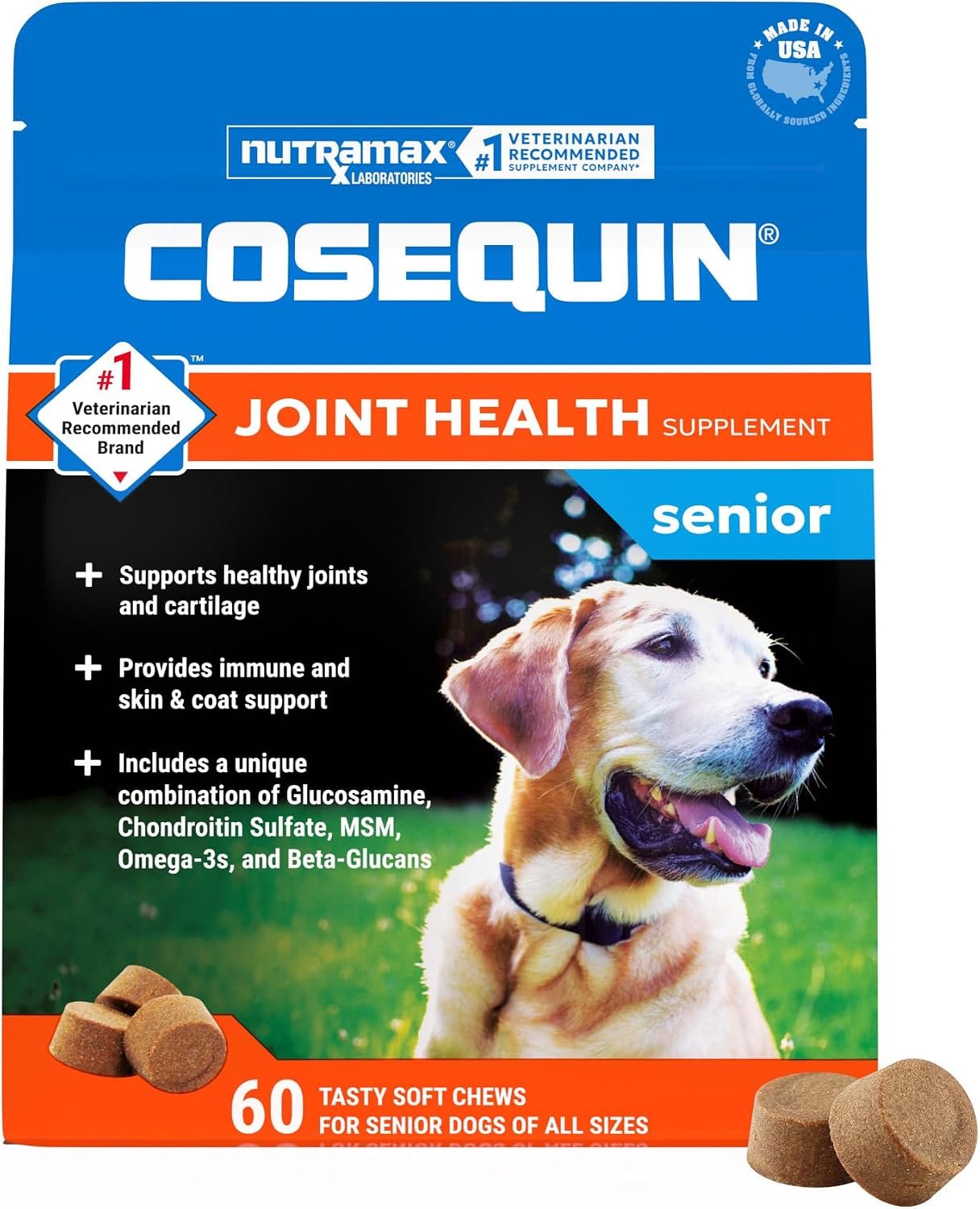 Nutramax Cosequin Dog Joint Supplement for Senior Dogs, Soft Chews, 60ct