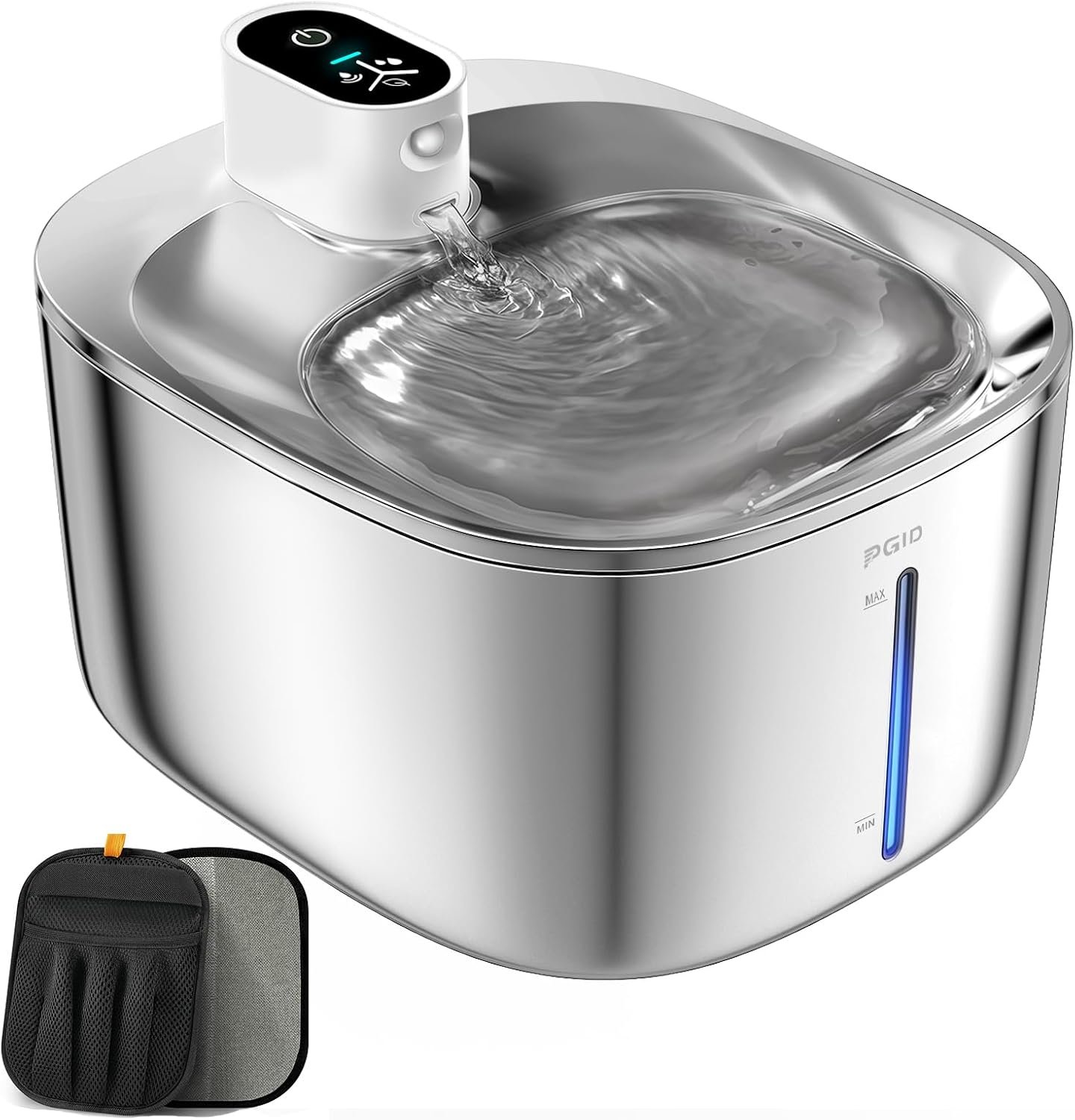 Cordless Cat Water Fountain Stainless Steel,142fl.oz/4.2L Battery Operated Wirless Water Fountain for Dog Pet