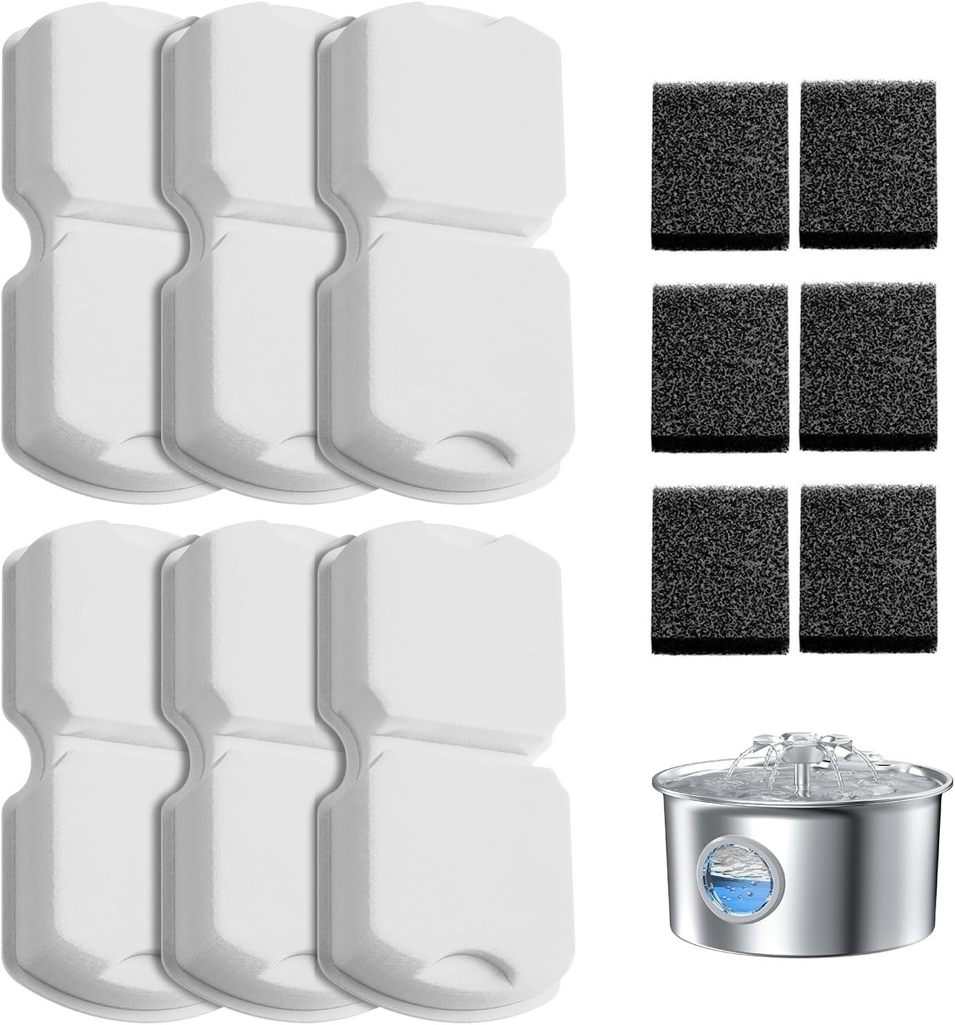 IHOUONE Official Cat Fountain Filter: 6 Carbon Filters & 6 Foam Filters