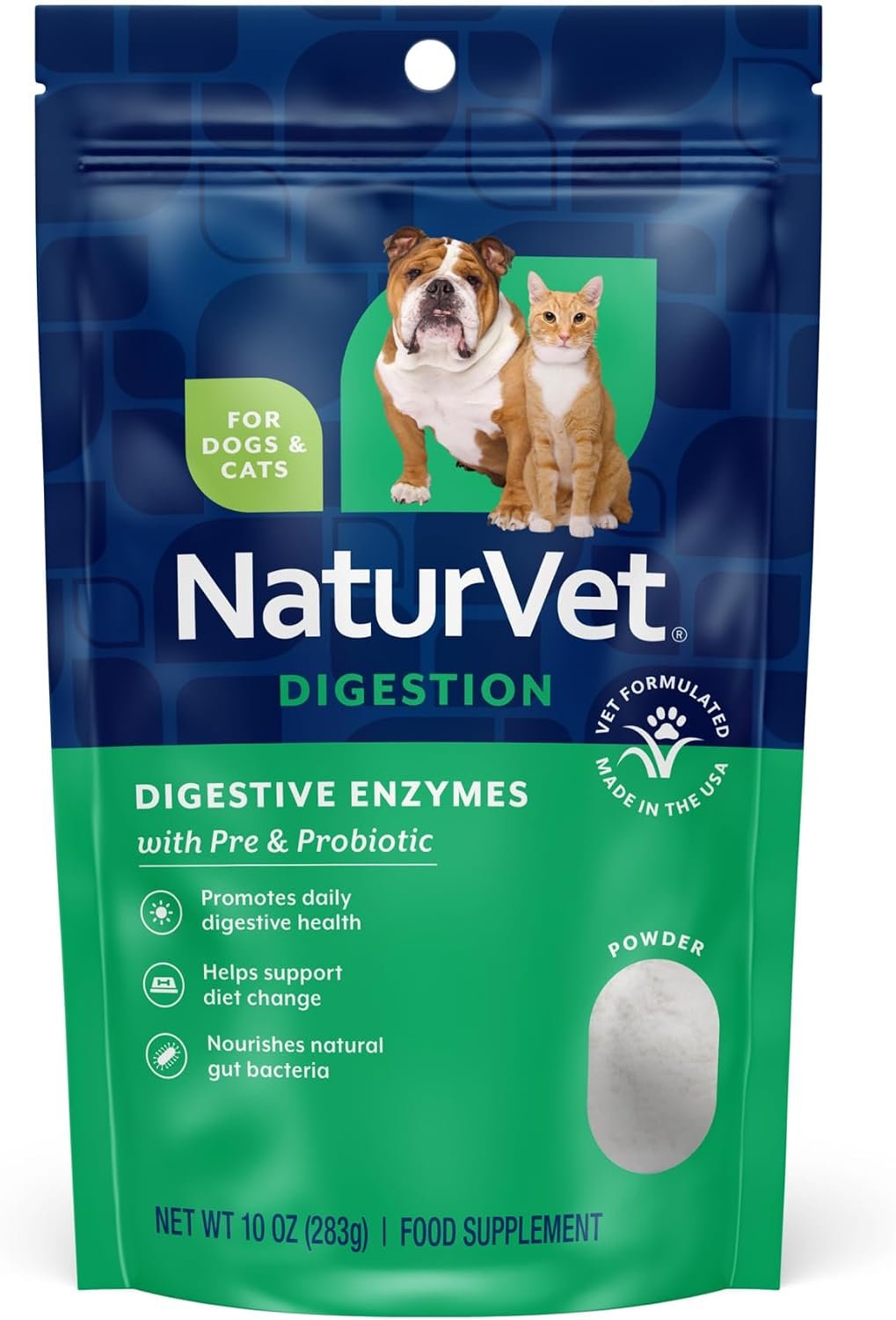 NaturVet Digestive Enzymes with Pre & Probiotic for Dogs & Cats – 10 oz