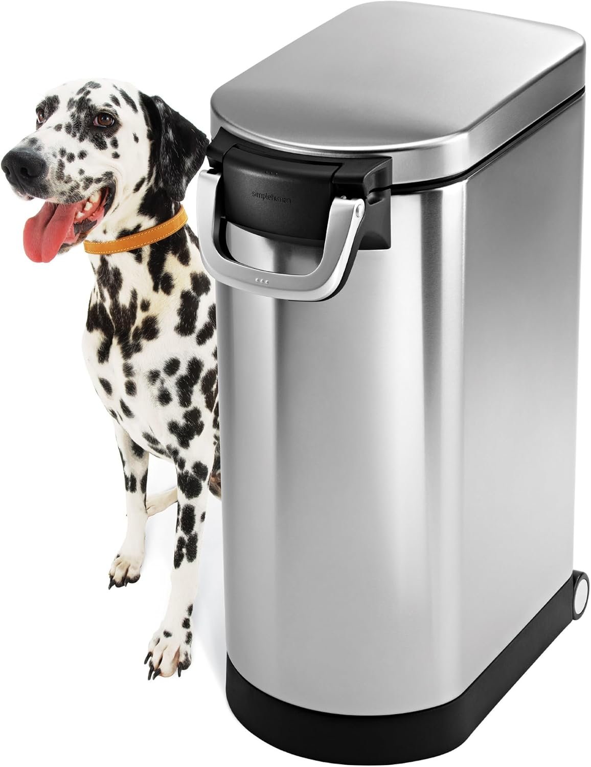 simplehuman 35 Liter, 40 lb / 18.1 kg X-Large Pet Food Storage Container for Dog Food, Cat Food, and Bird Feed, Brushed Stainless Steel
