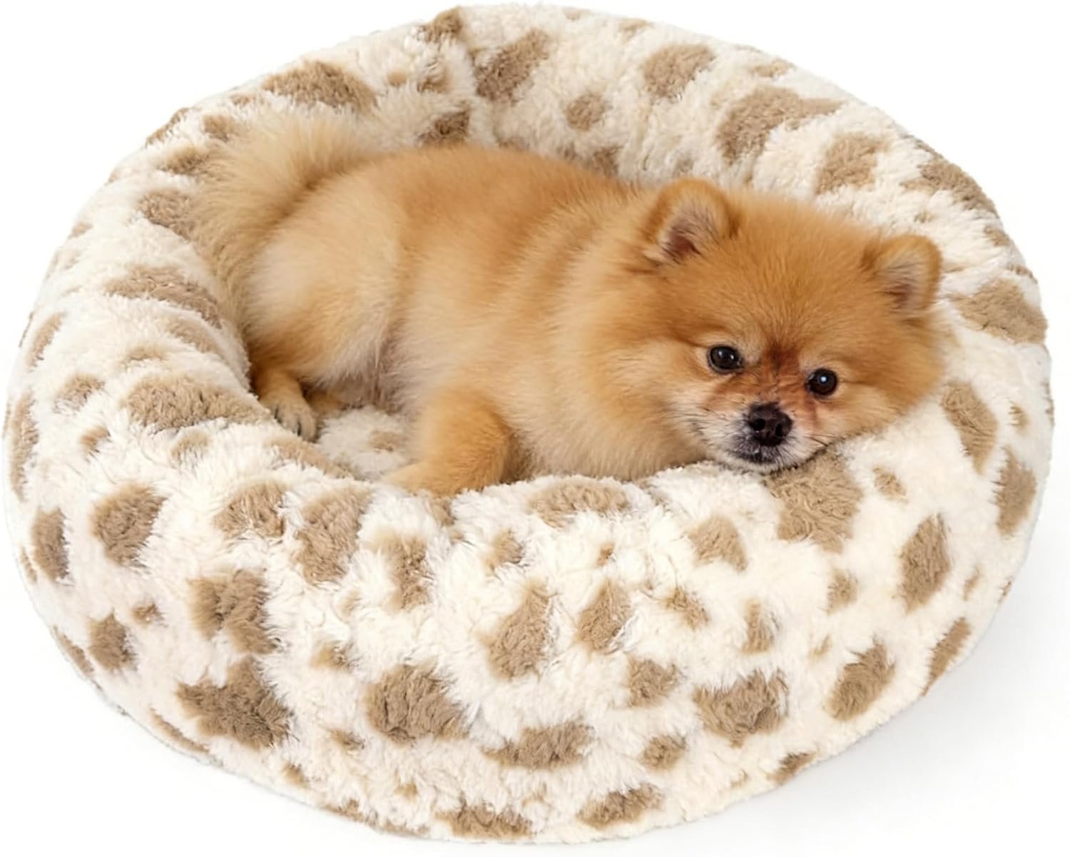 Avont Donut Dog Bed, Calming Round Pet Bed for Small & Medium Dogs, Cats