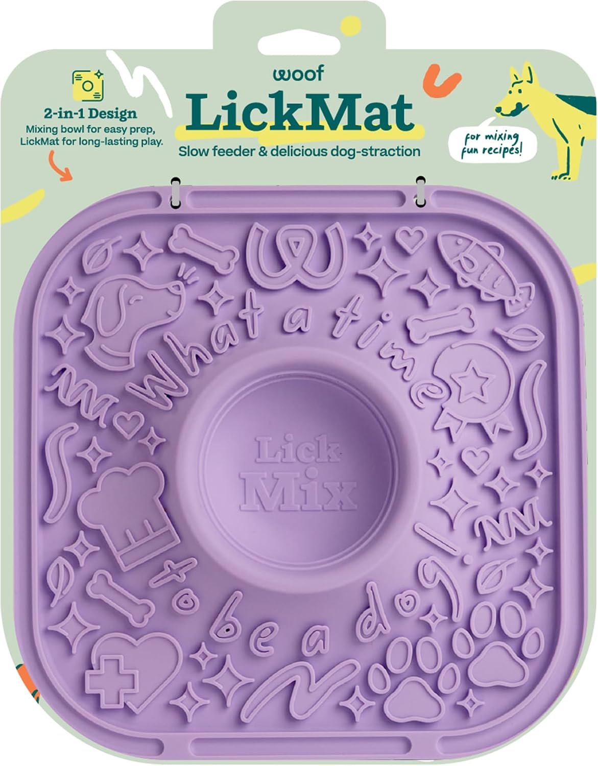 Woof LickMat, Slow Feeder Mat for Dogs, Lavender