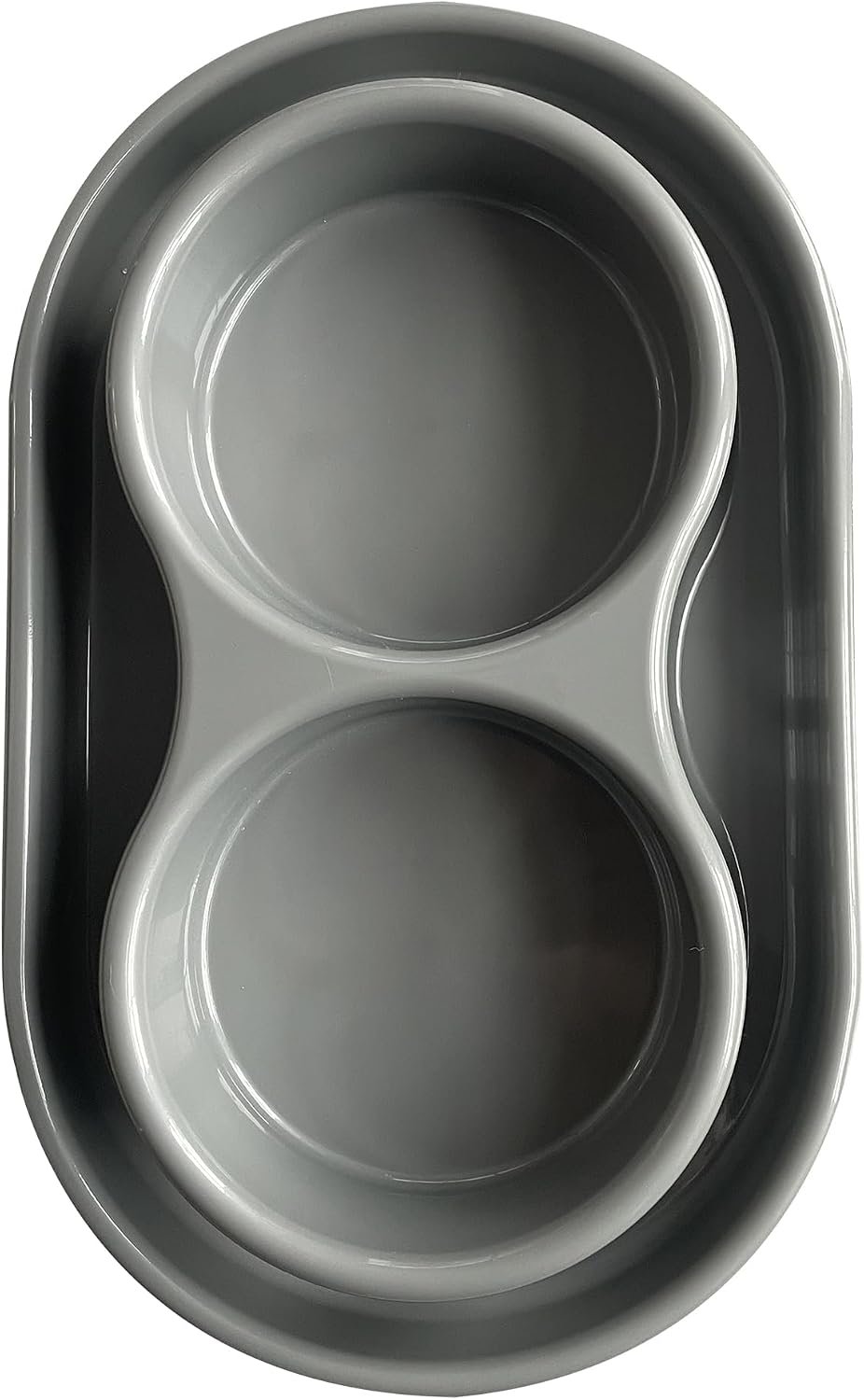 PetLike Ants Away Double Pet Feeding Bowls Dog Water and Food Bowls,6 cups/48oz Pet Feeder Bowls for Medium Large Dogs Cats (Grey, 15.5X9.5X2.75 INCH)