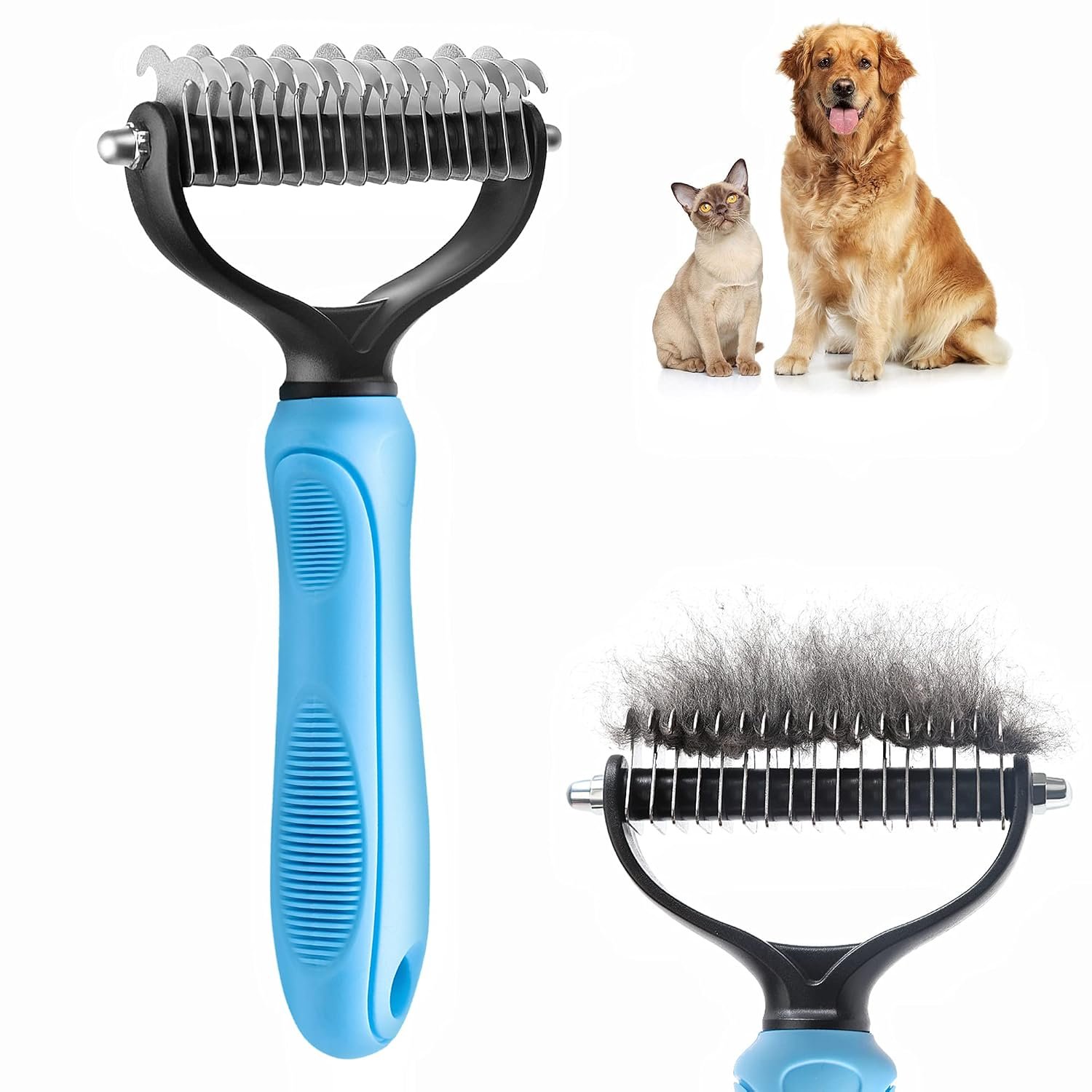 Dog Undercoat Rake 2-Sided Shedding Comb with 26-Tooth