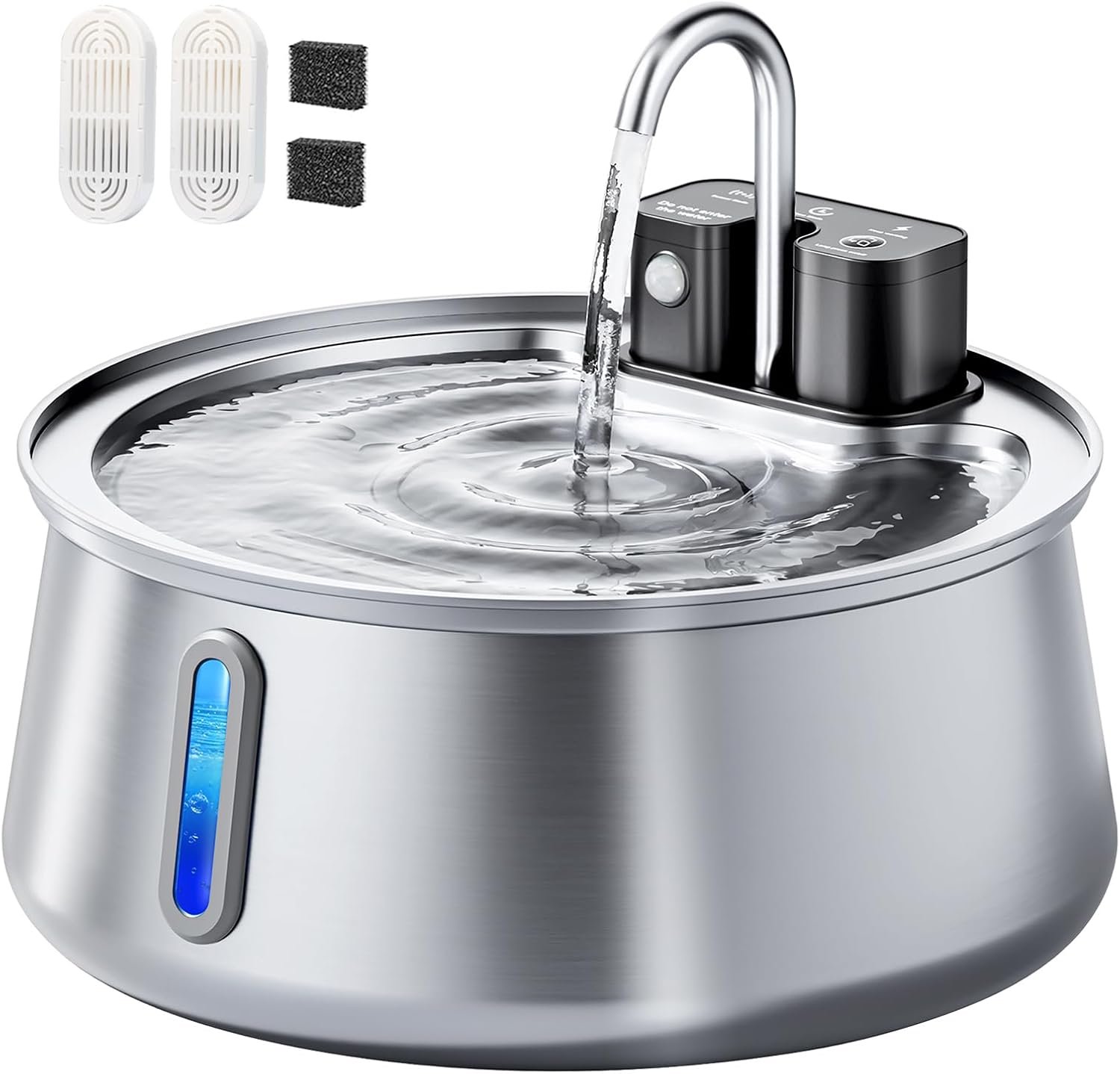 CEESC Cordless Cat Water Fountain, Stainless Steel, 4L/135oz for Cats/Dogs