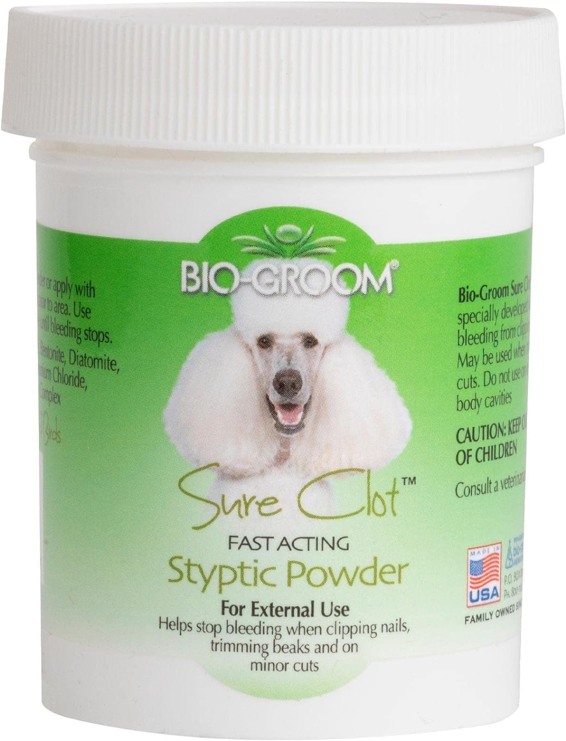Bio-Groom Sure Clot Styptic Powder for Dogs – Stops Bleeding Nails, Fast Acting, Dog Grooming Supplies, Cruelty-Free, Made in USA, First Aid for Dogs – 1.5 oz 1-Pack
