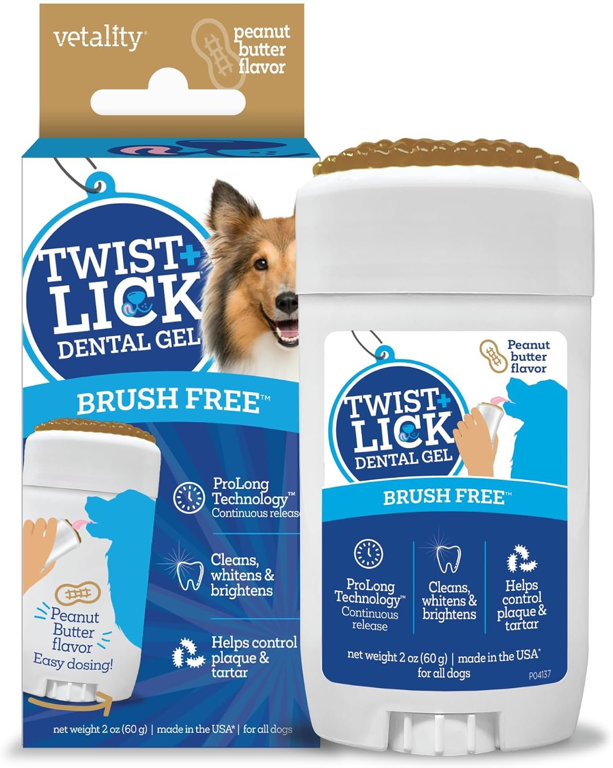 Twist and Lick Brush Free Dental Gel for Dogs, 30 Day Supply, Fresh Breath