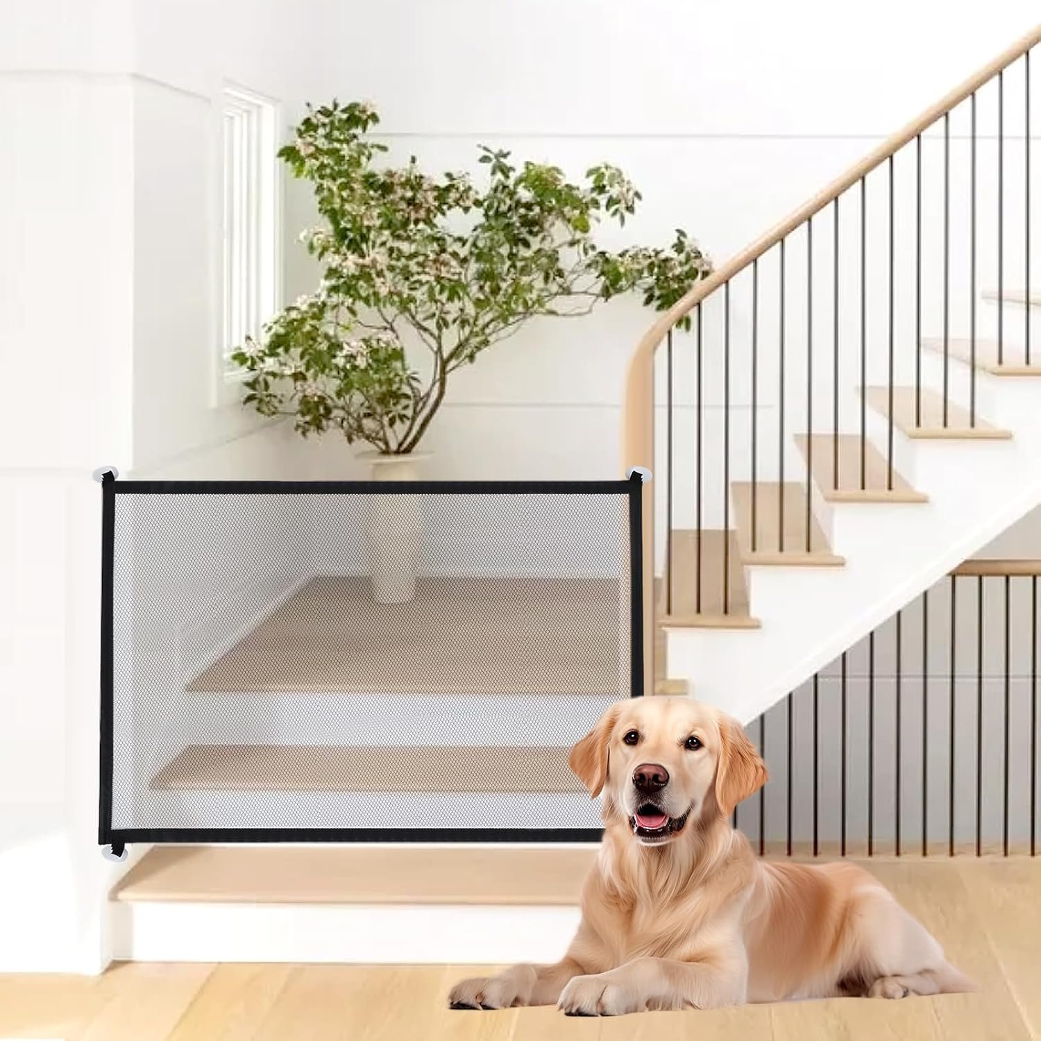 Oweisong Dog Gates for Stairs Pets Screen Mesh Gate Retractable Dog Gates for Doorways Hallways Porch Indoor