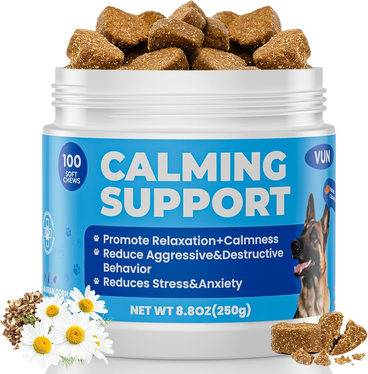 VUN Calming Chews for Dog,Dog Calming Chews Anxiety&Stress Relief,Sleep Aid