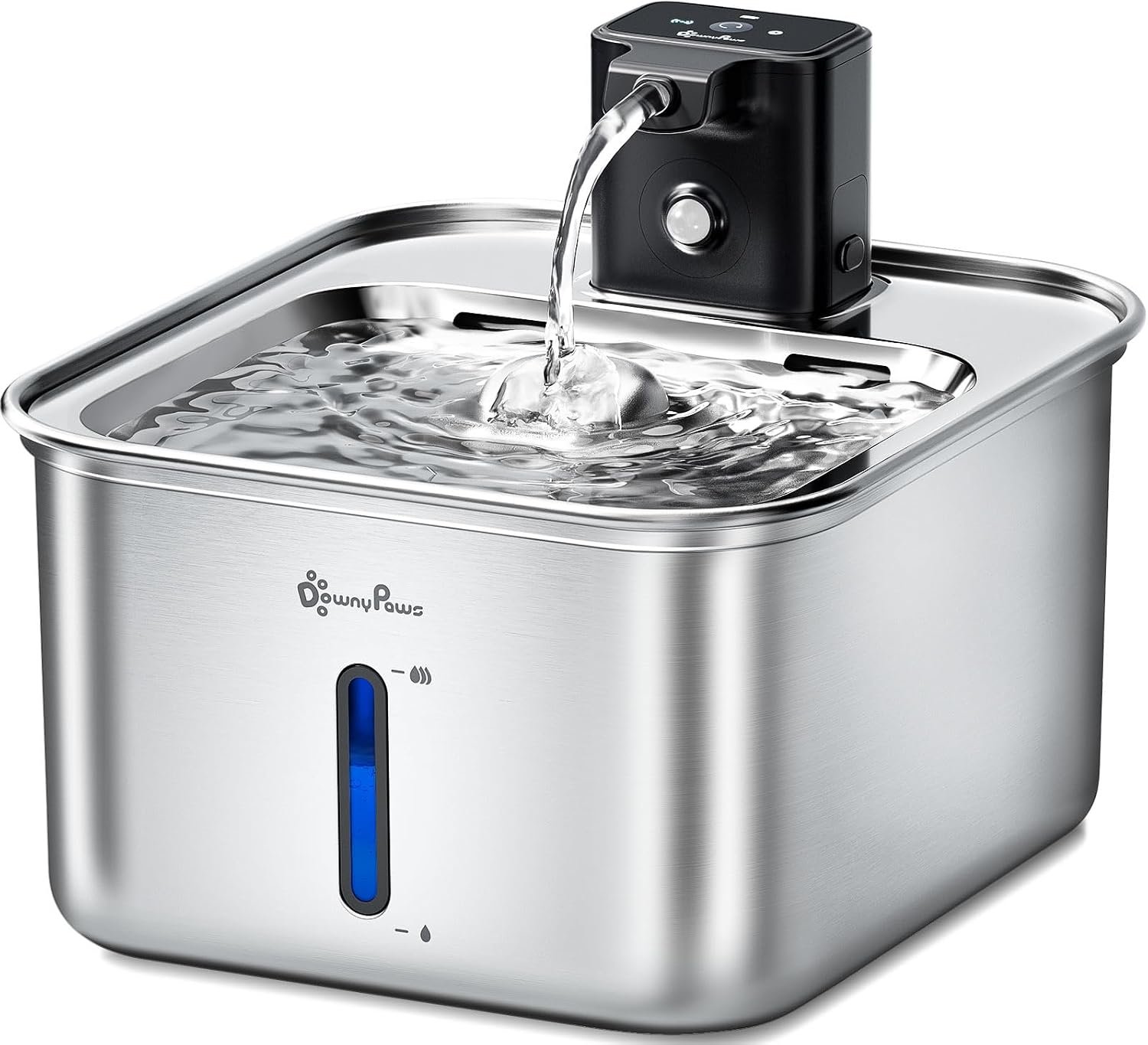 DownyPaws Cat Water Fountain Stainless Steel Wireless Automatic, Metal