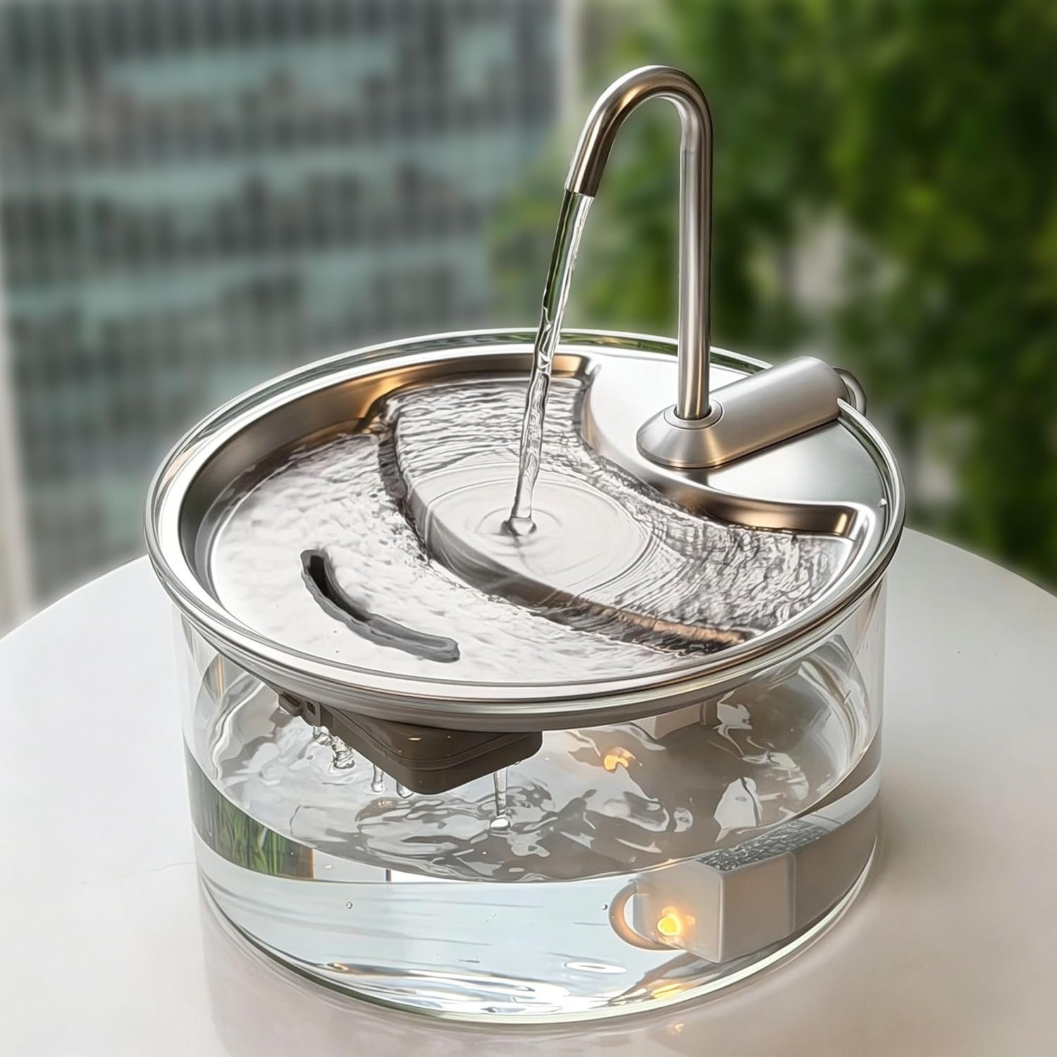 Tomxcute Glass Cat Water Fountain-84oz Dishwasher Safe Cat & Dog Fountain