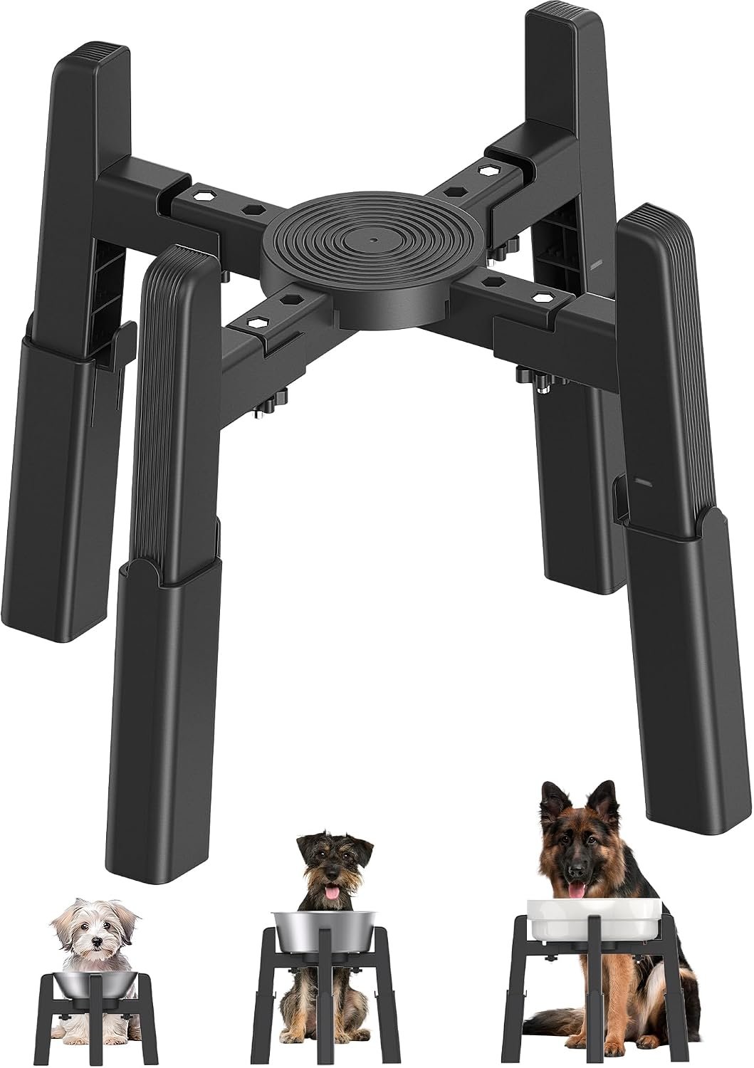 CZPET Dog Bowl Stand with Adjustable Height and Width [Stand Only]