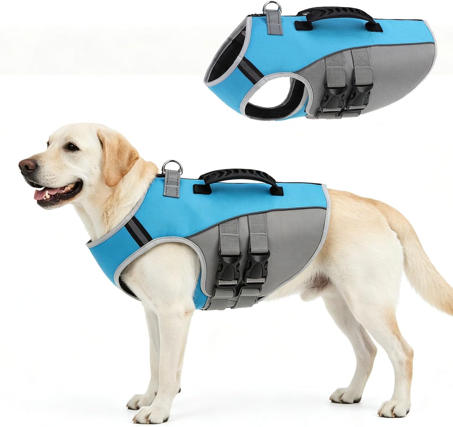 BEAUTYZOO Dog Life Jacket, Dog Life Vest for Swimming, Easy-Wear Back Zip,L