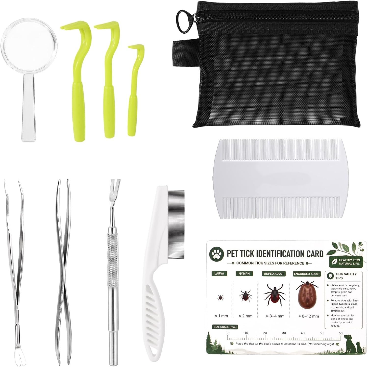 Penitue Tick Removal Tool Kit Tweezers for Cats and Dogs, Professional Portable Tick Remover and Puller Set Suitable for Dogs Cats Pets & Humans