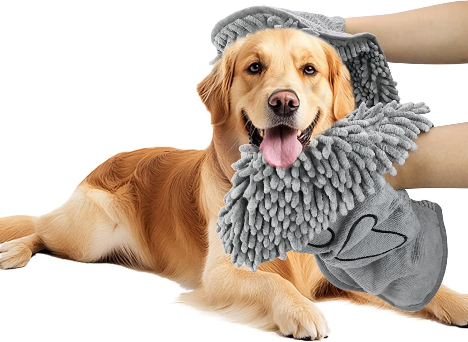 Dog Towel, Quick Dry Chenille Microfiber Pet Bath Towel (Grey)