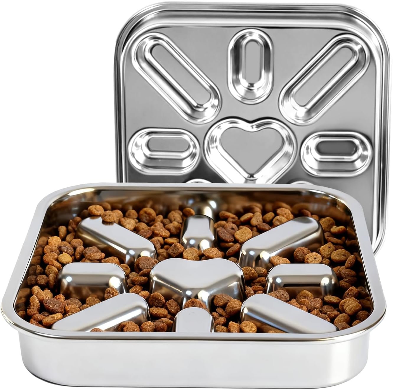 2 Packs Stainless Steel Slow Feeder Dog Bowls Medium & Large Breed 3 Cups, Food Grade 304, Non-Slip Base, Metal Slow Feeder Dog Bowls, Dishwasher & Chew-Proof & Rustproof