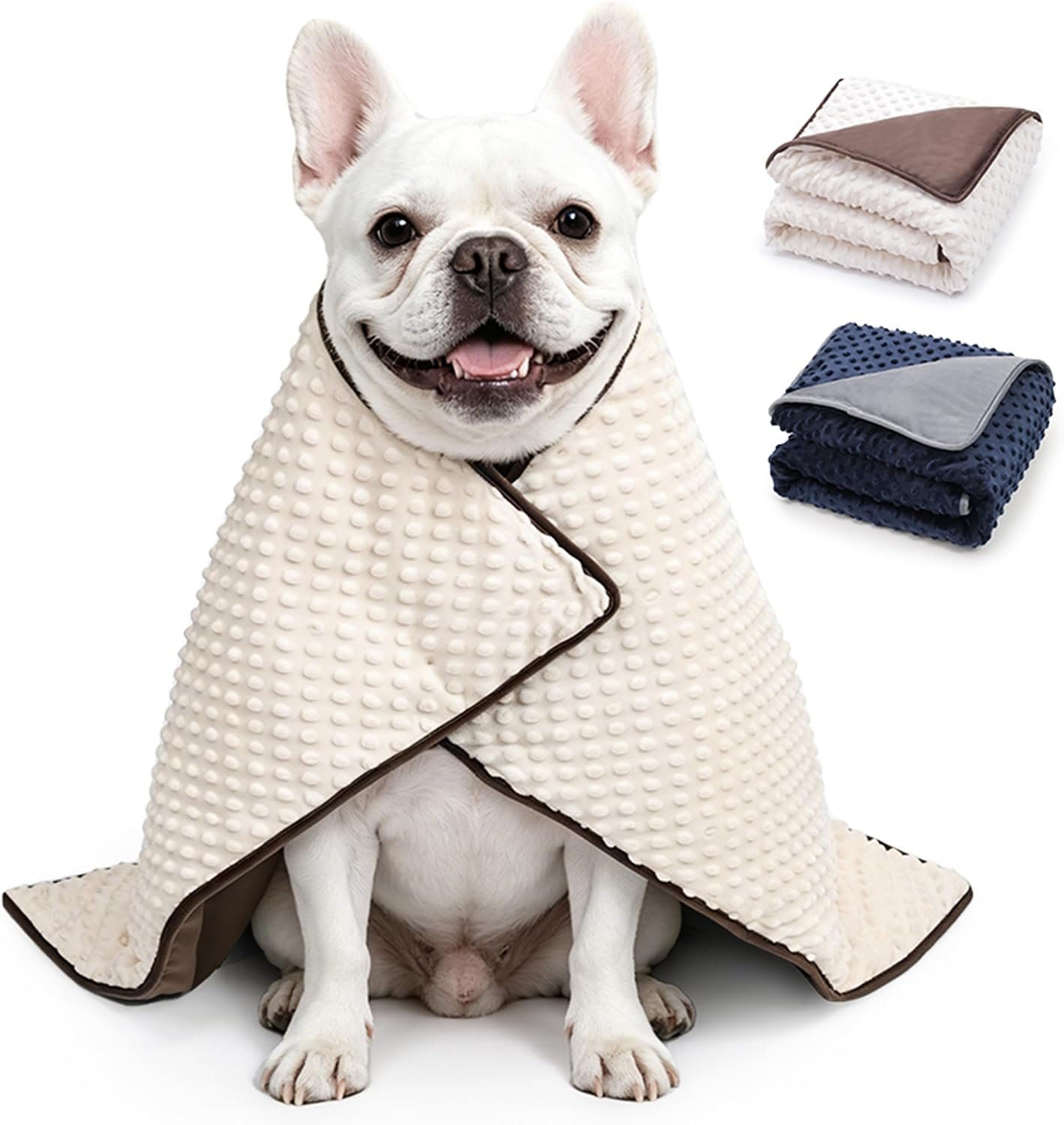 ETIAL Dog Weighted Blanket for Anxiety Relief, Calming Stress Blanket for Thunder, Fireworks, Separation, 7-Layer Leak-Proof (Beige, Small)