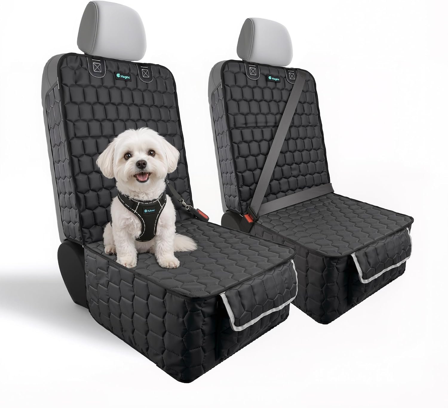 Meginc 2-Pack Front Seat Covers for Dogs, Waterproof Car Seat Protectors