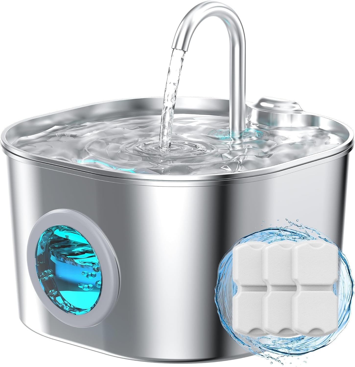 Cat Water Fountain Stainless Steel: Pet Fountains for Cats/Dog Indoor 74oz