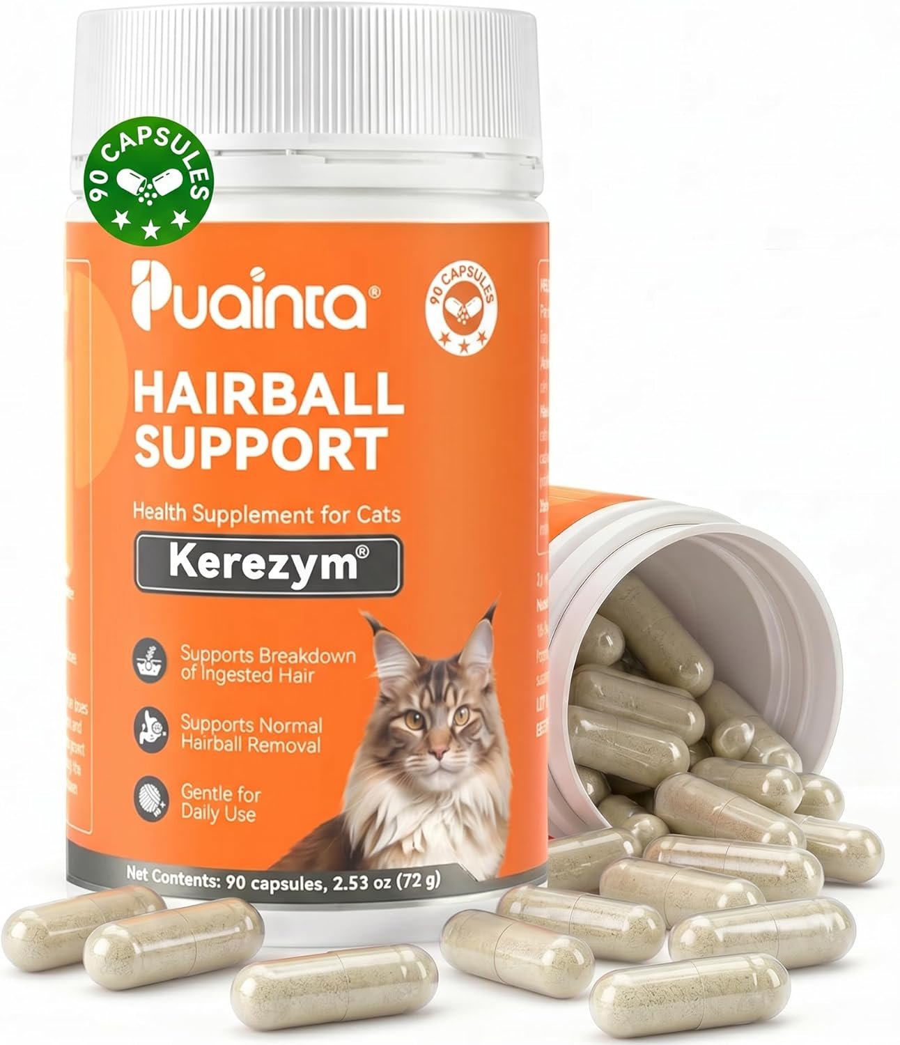 PUAINTA Cat Hairball Control – Alternative to Hairball Gel & Paste,90 Count