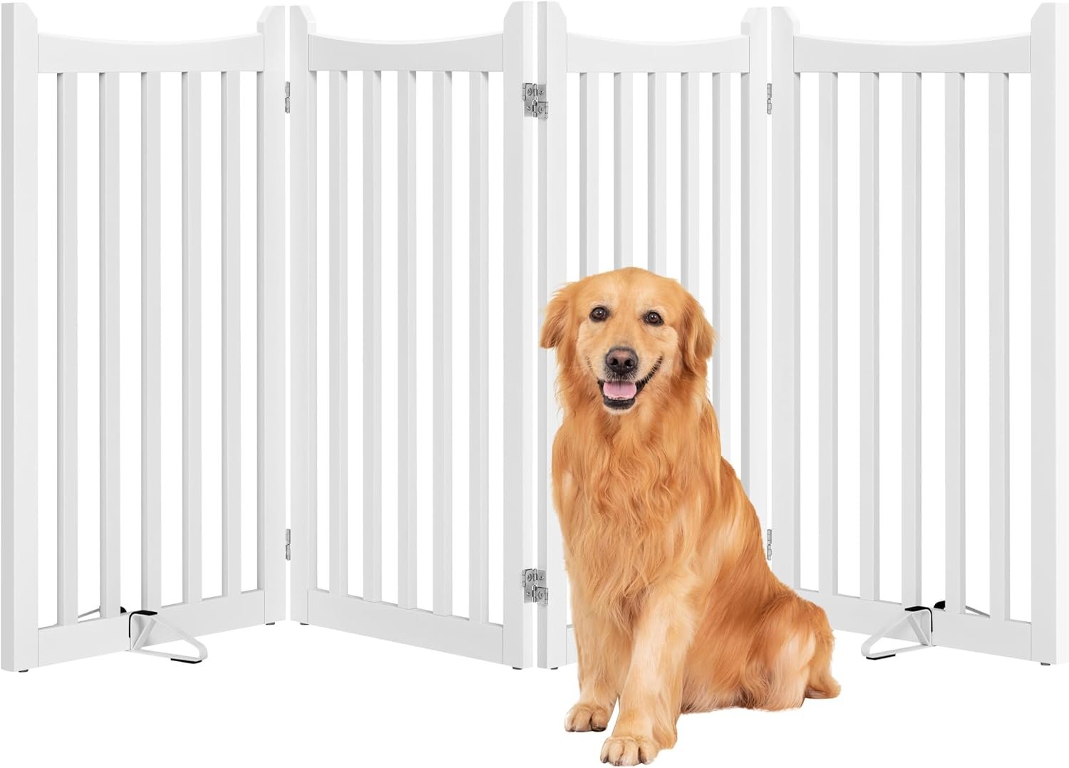 Yaheetech 36in 4-Panel Wooden Freestanding Pet Gate for Indoor Stairs