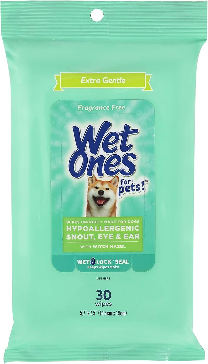 Wet Ones for Pets Extra Gentle Dog Wipes, Witch Hazel Scent, 30 Count