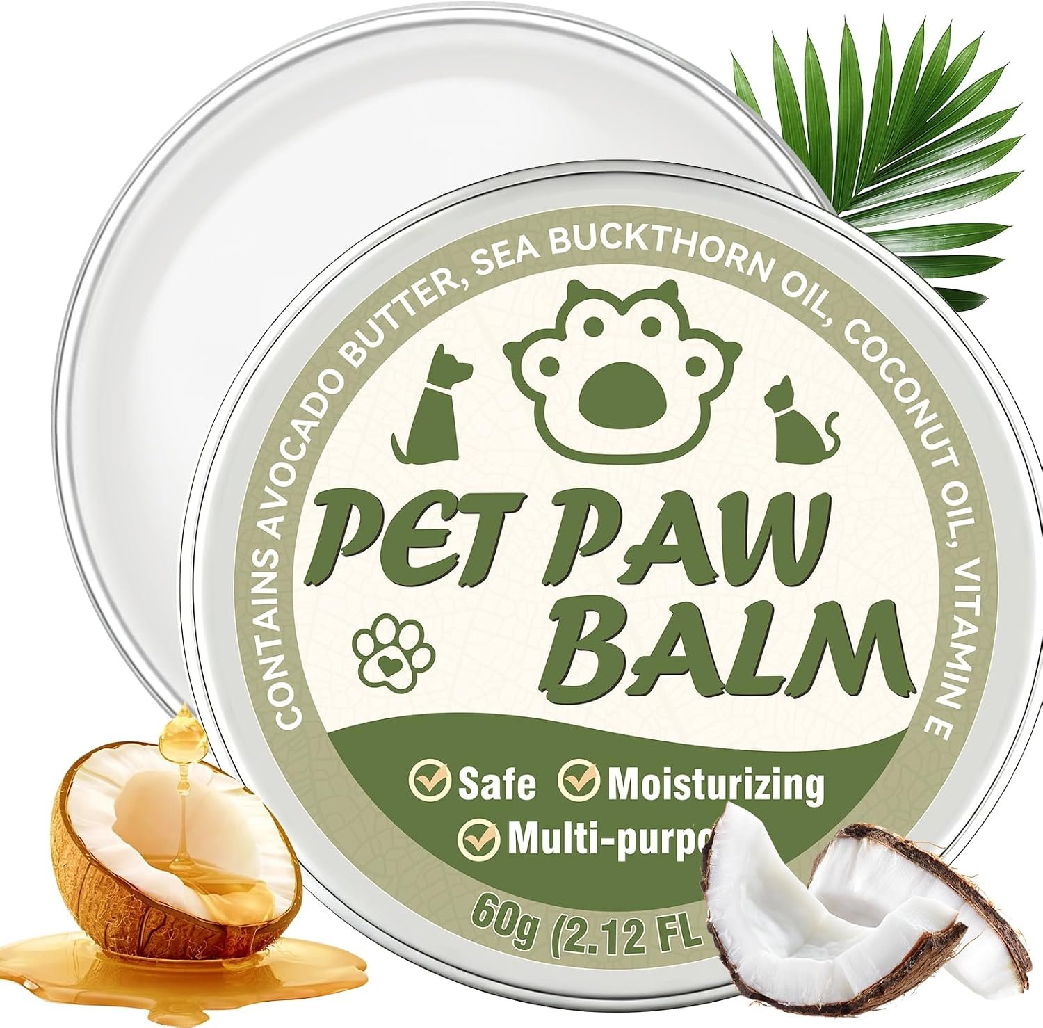 Dog Paw Balm & Nose Balm, Lick-Safe & Moisturizing | All-Natural Moisturizer & Soother for Dry | Deep Repair for Dry, Cracked Paws | Horse Hoof and Joint Care Friendly (Value Size 2.12oz)