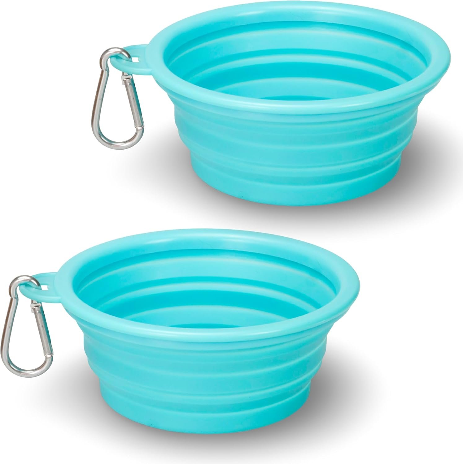 Made Easy Kit Portable Collapsible Dog Bowl for Water or Food Great Pet Travel Bowl in Multiple Sizes (Teal Teal, Standard 12oz 2-Pack)