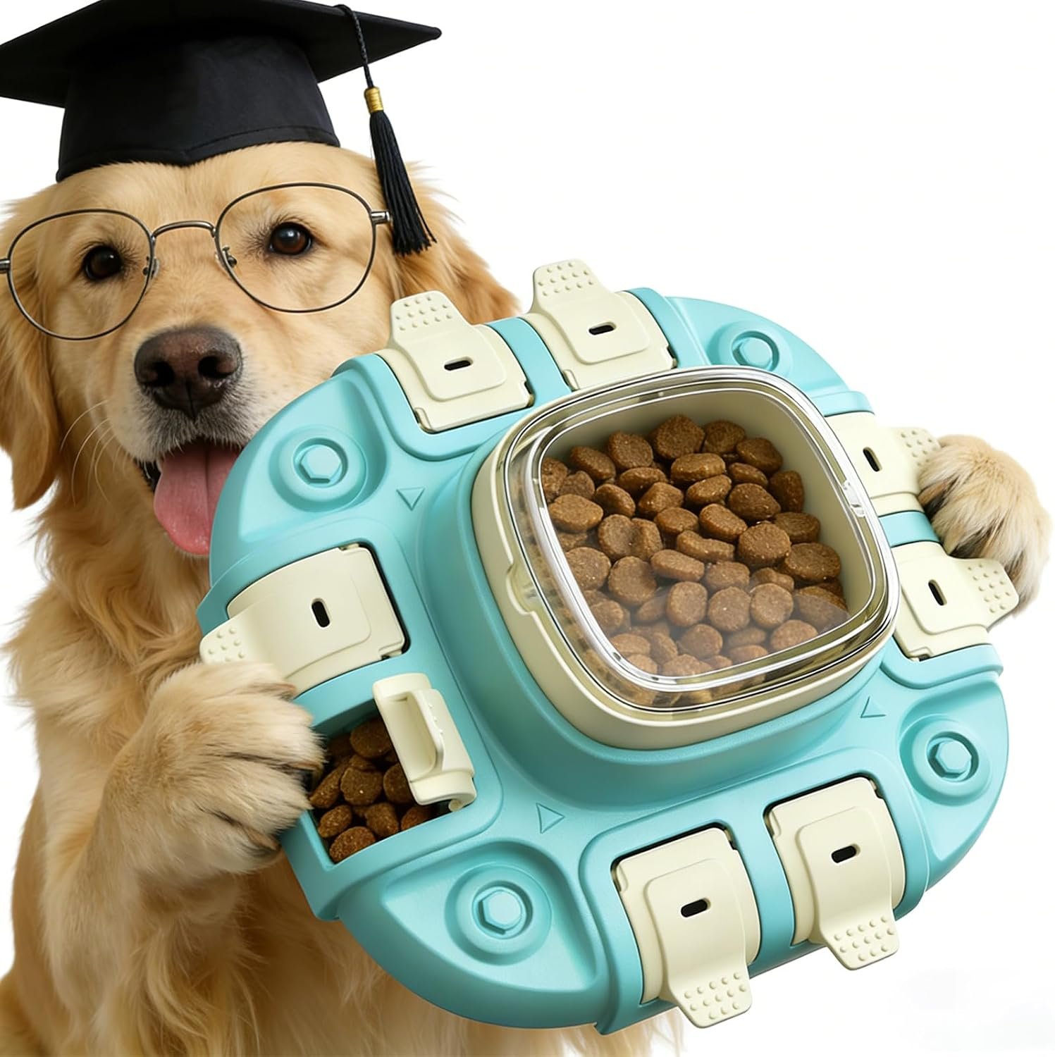 2 Levels Dog Puzzle Toy, Slow Feeder for Fast Eating Pets Interactive Dog Treat Puzzle Toys for IQ Training, Treat Dispenser for Small Medium Large Dogs, Cats