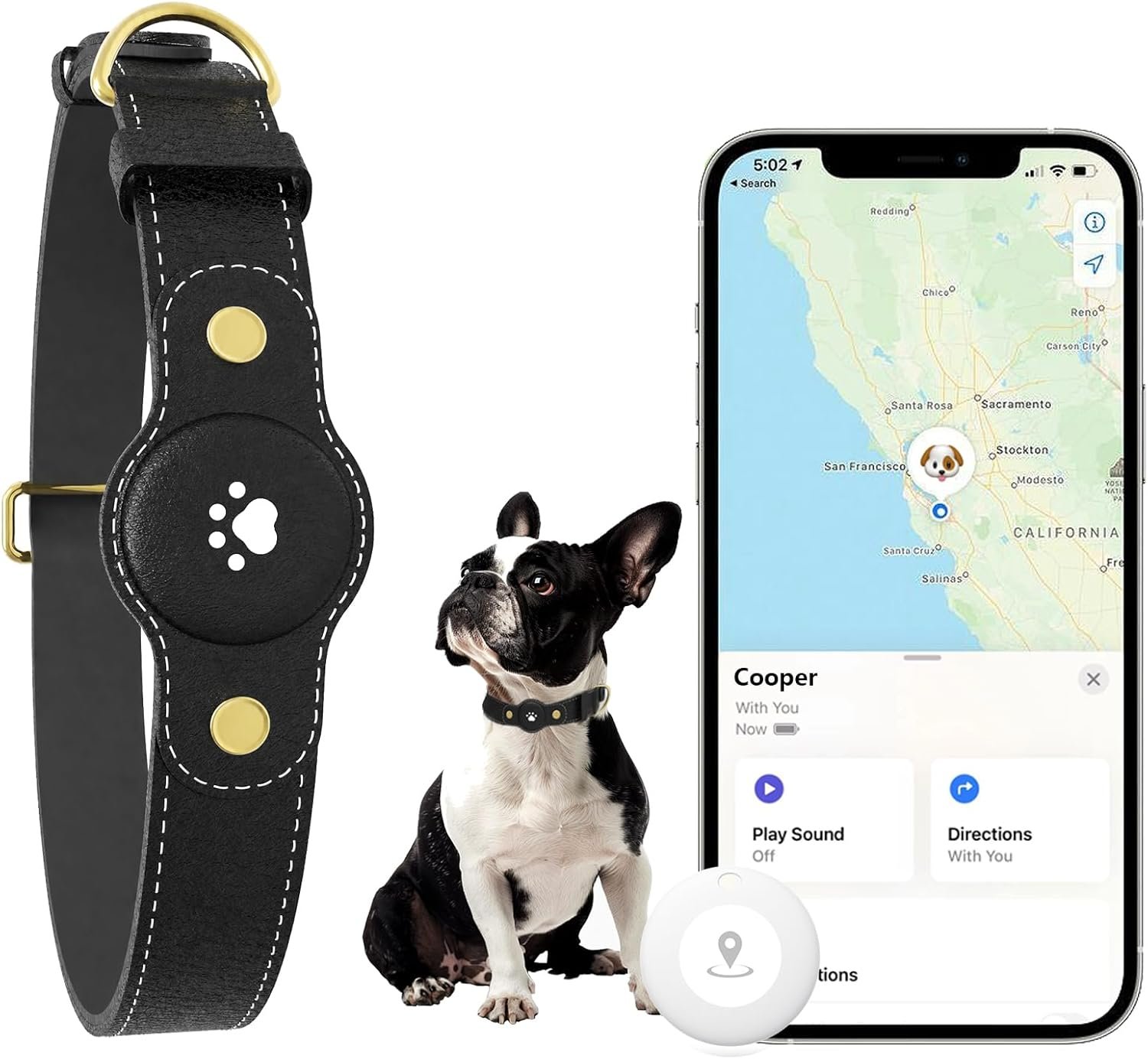 GPS Tracker for Dogs – Smart Dog Collar & Pet Tracker with Real-Time Location, No Monthly Fee, Unlimited Range (iOS & Android) – Fits Small to Large Dogs(Locator Included)