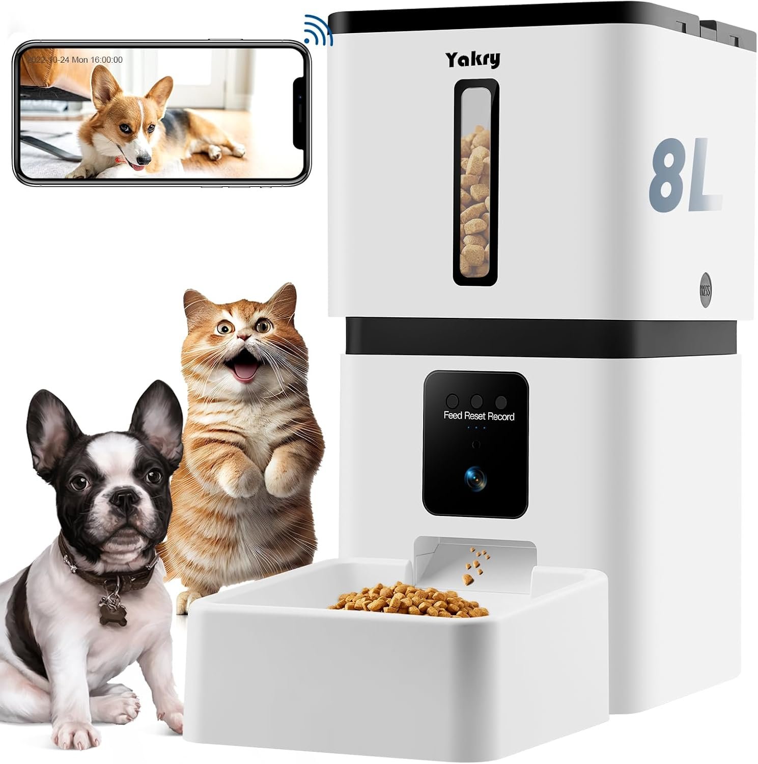 Yakry Automatic Dog Feeder with Camera – 8L/33 Cups Smart Dog Feeder