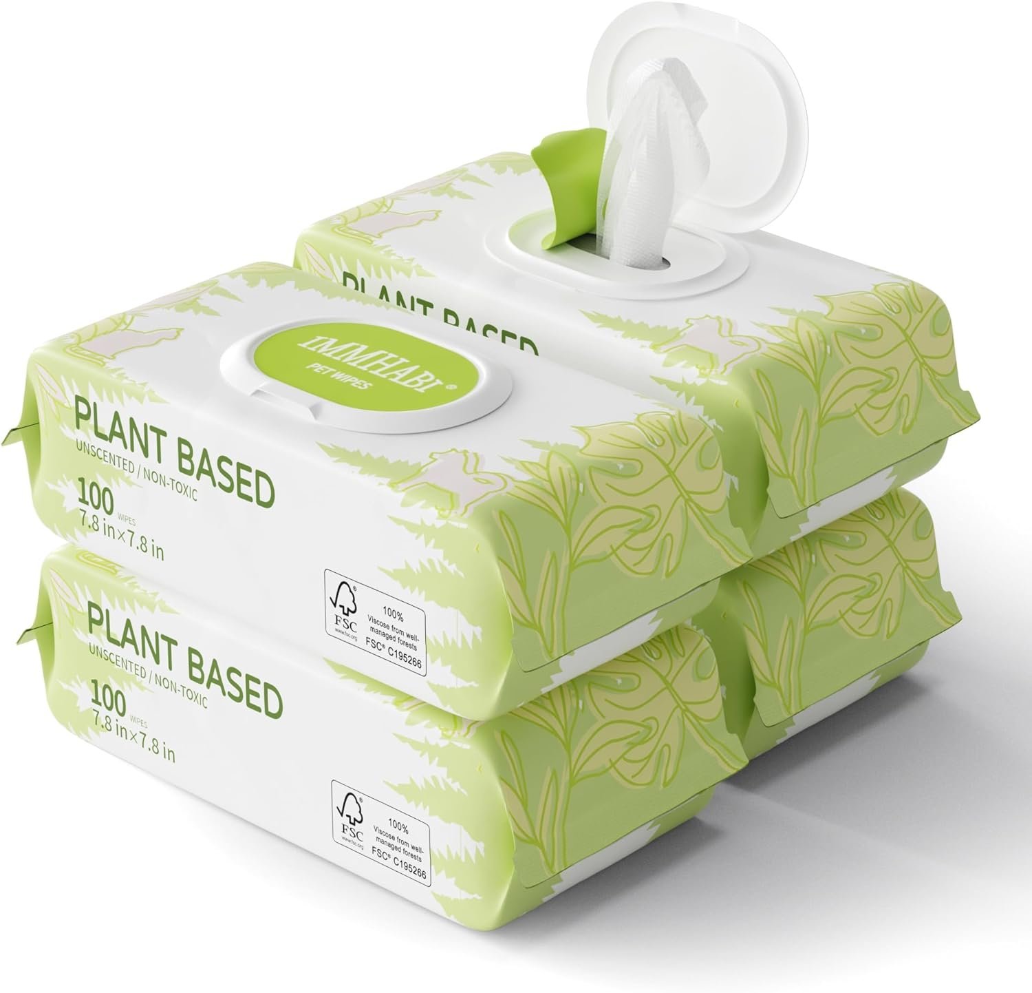 IMMHABI 400 Count Hypoallergenic Dog Wipes, Unscented Plant-Based Pet Wipes