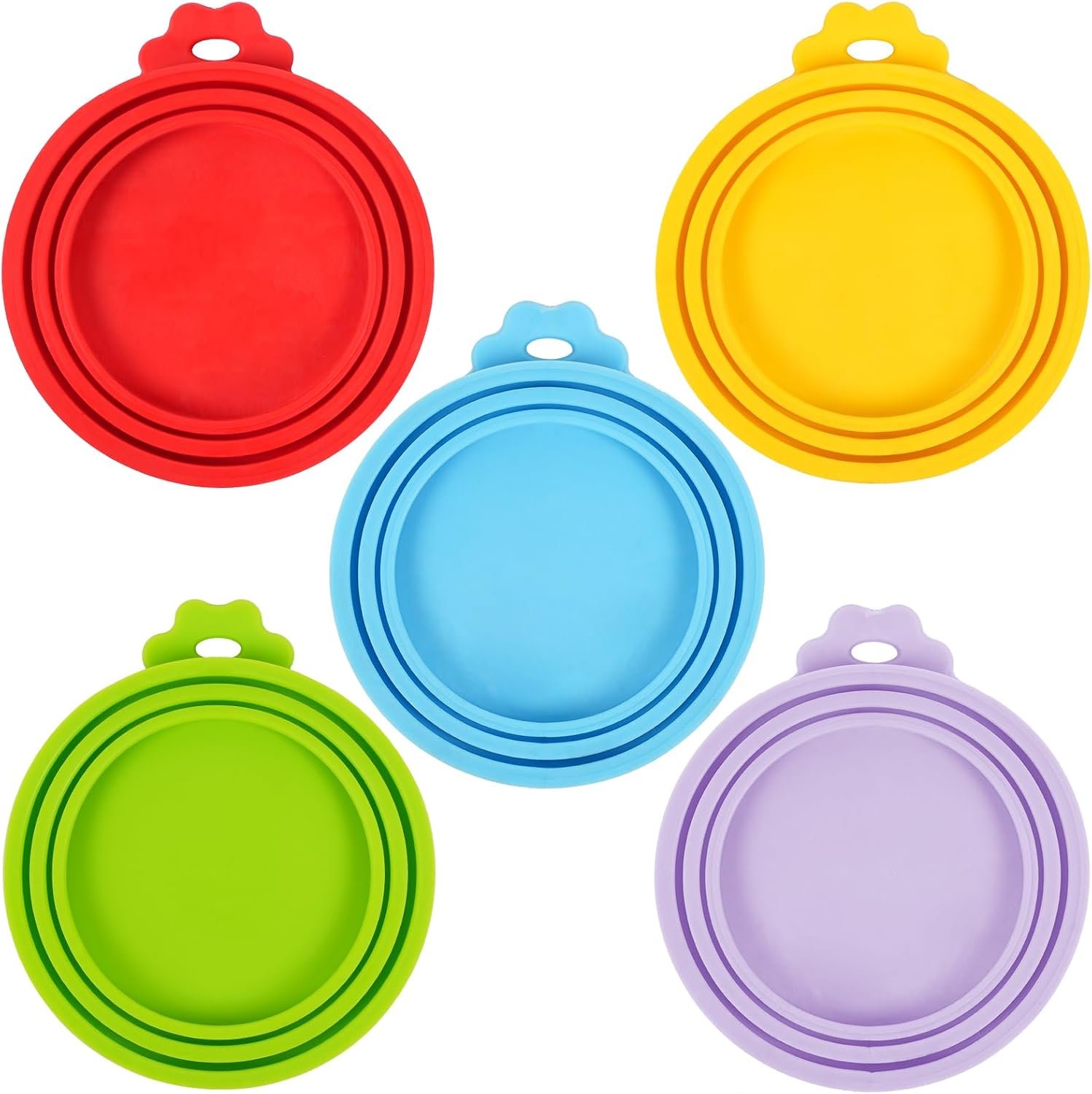 5 Pack Pet Food Can Covers Universal Can Lids Safe/Silicone Dog&Cat Food Can Lid Covers