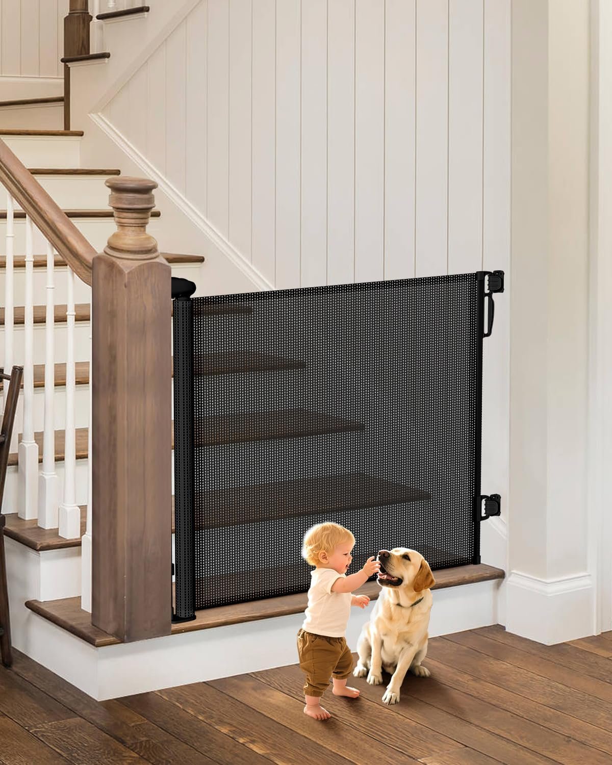 Retractable Baby Gates, 34″ Tall Fits Up to 55″ Wide, Black