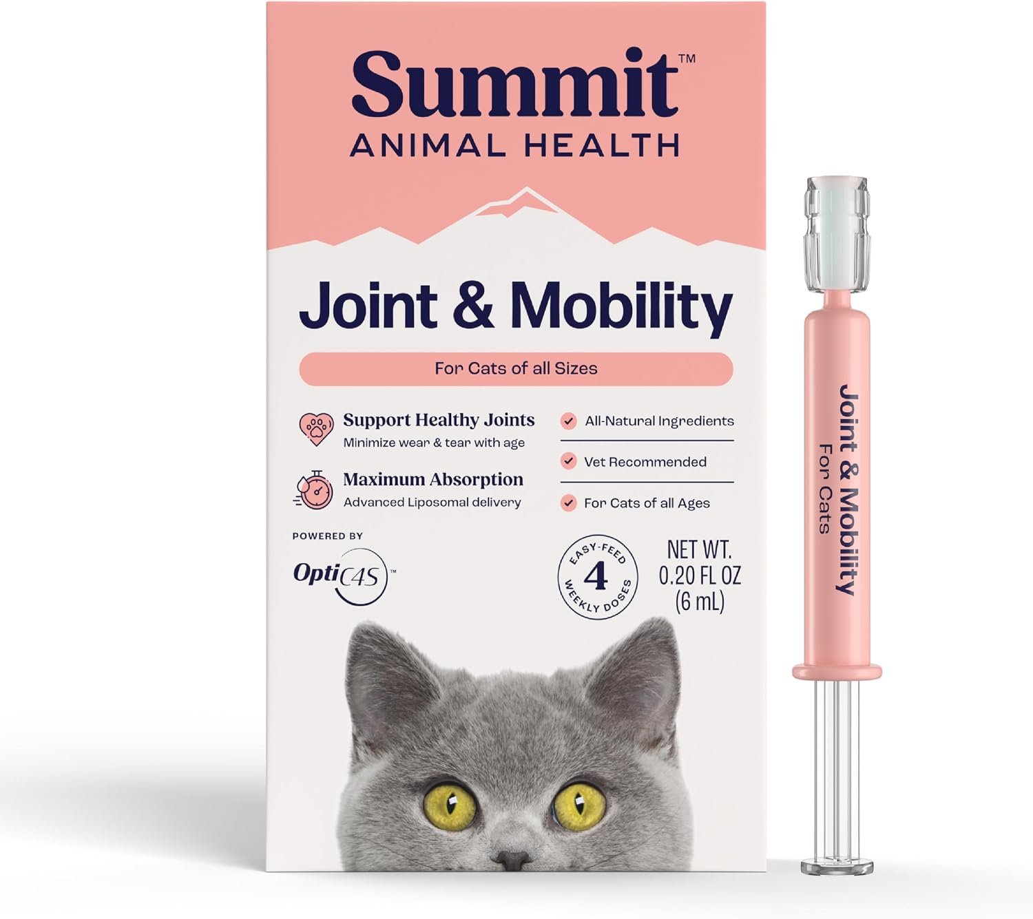 Summit Feline Pain Relief Supplement Inflammation Hip & Joint Support Vitamin for Cats – Natural Chrondroitin with Liposomal Delivery for Arthritis – Drug Free – All Ages