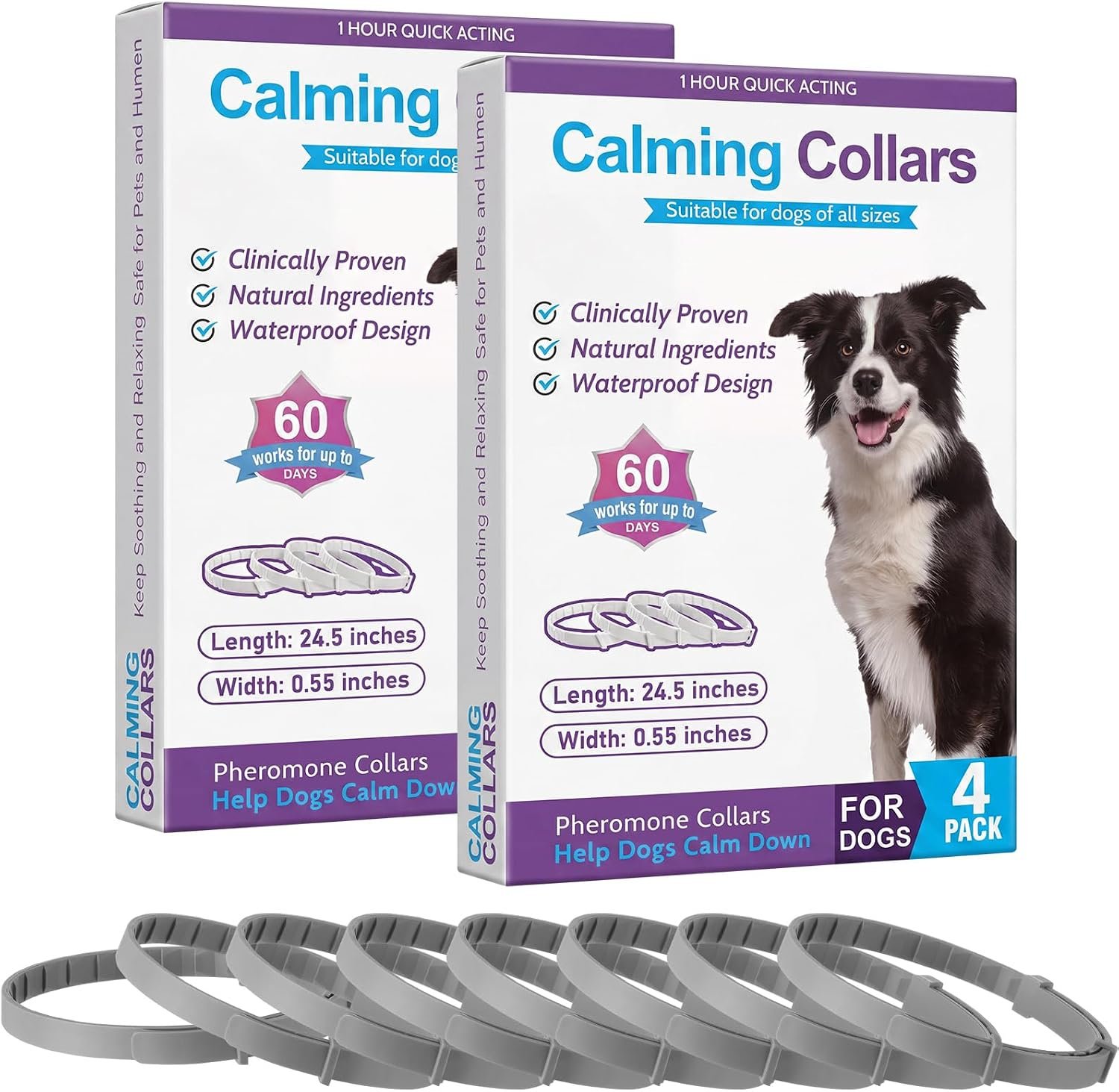 8 Pcs Calming Collar for Dogs with Natural Pheromone, Dog Calming Collar Relief Anxiety Stress Separation Lasts 60 Days, Safe, Waterproof Lightweight for Small Medium Large Dogs