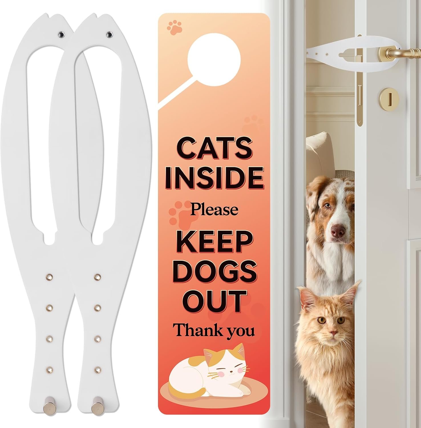 TGIOW Cat Door Latch, Cat Door Stopper Keep Open 2.5-6″, 2 Pcs, White