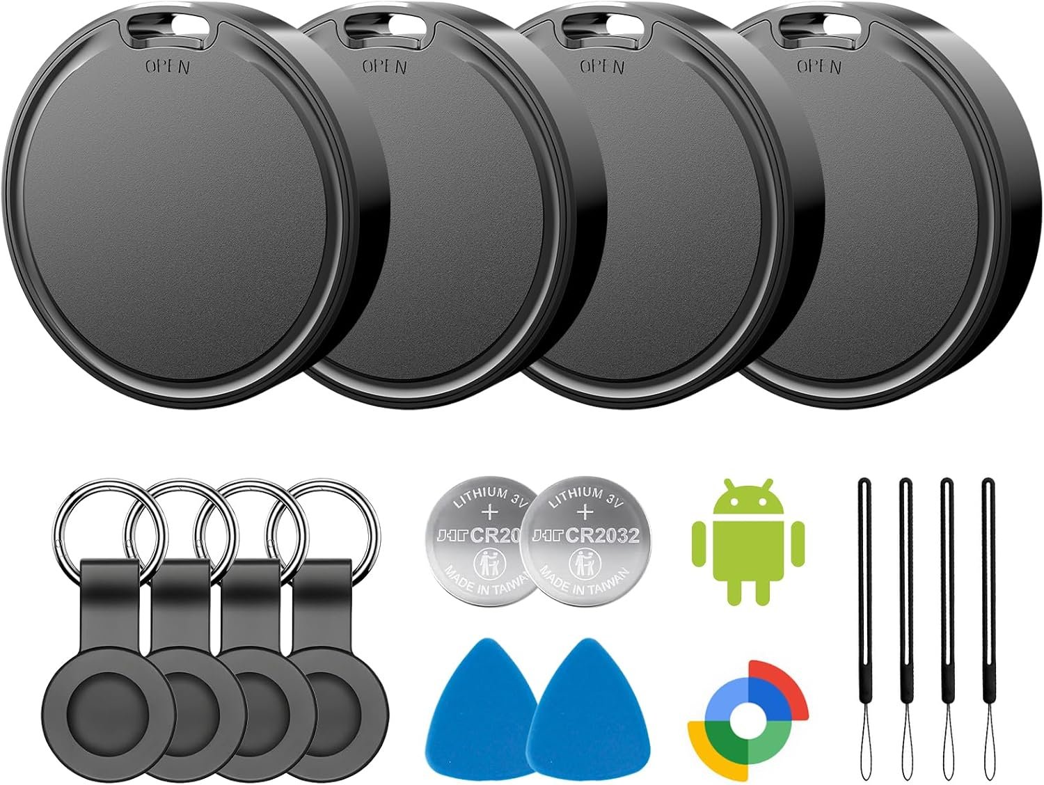 Air Tags for Android,Air Tags-4 Pack Android,Air Tracker Tags with 4 Case,2 Year Battery Life,Google Find Trackers for Google’S Find Hub App,IP65 Waterproof Luggage Air Tracker Tag for Keys